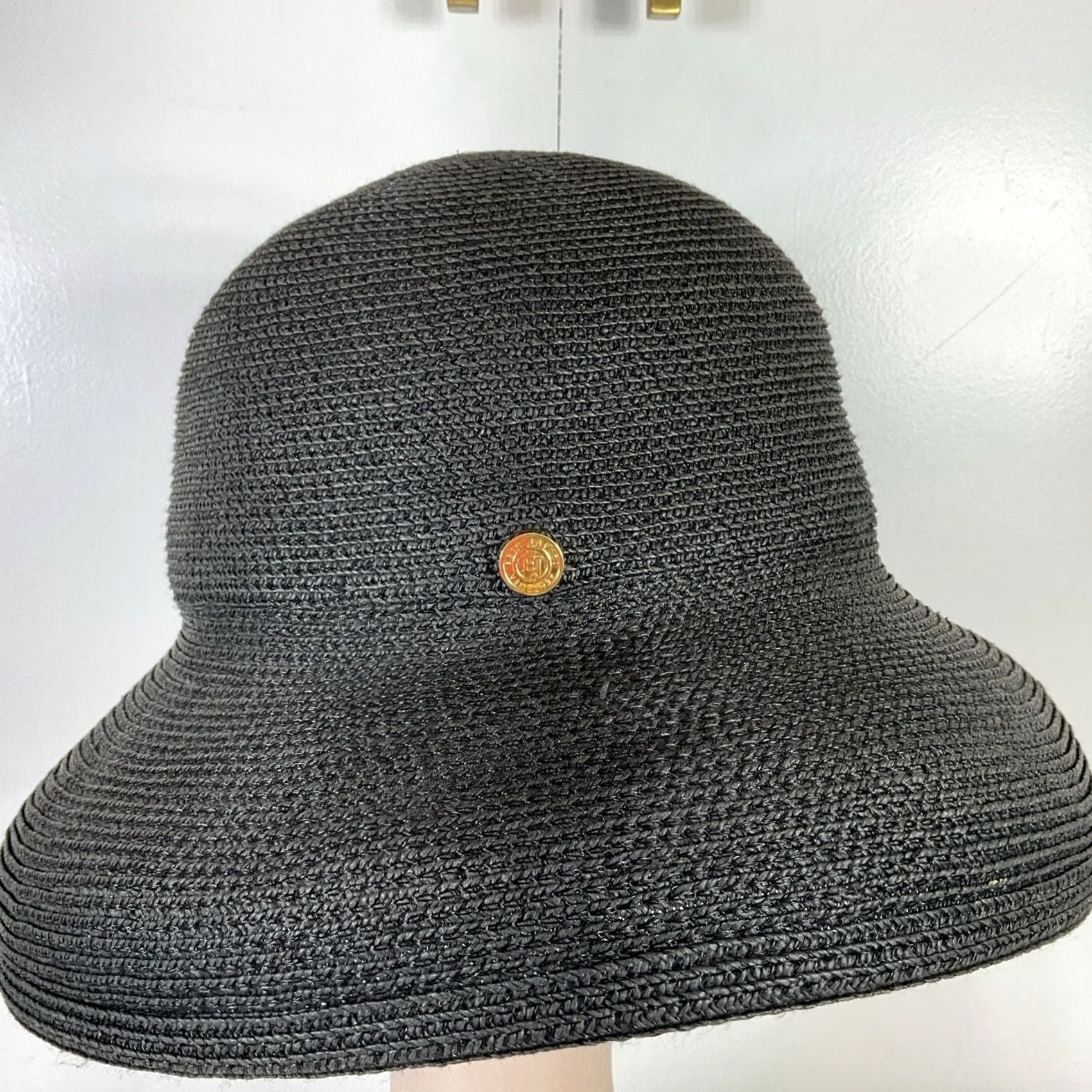 Eric Javits hat large black floppy hat Squishee wide brim VINTAGE Eric Javits Hat Womens One Size Black Straw Squishee  main image 2