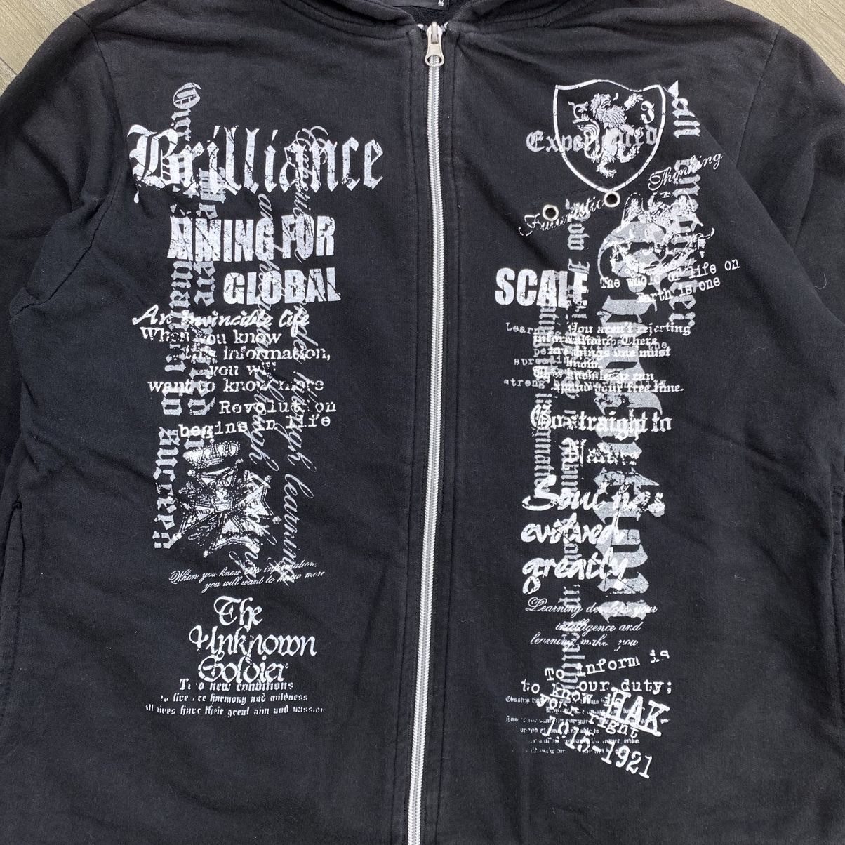 14th Addiction 2000s Collins Skulls Poem Cross Grunge Punk Style Zip Hoodie Size US M / EU 48-50 / 2 - 6 Thumbnail