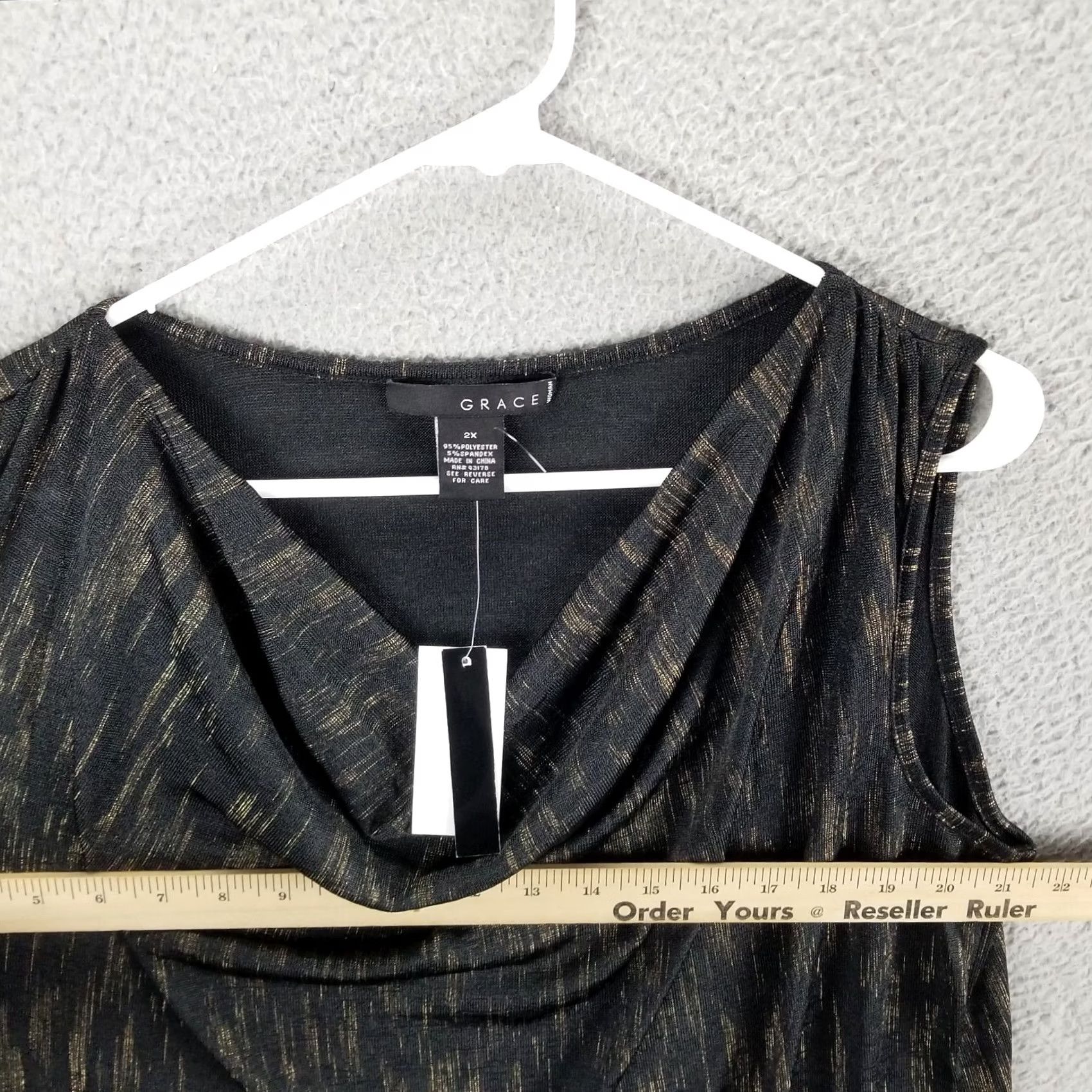 Vintage Grace Black Top Tunic Blouse Sleeveless Plus 2X Lace Embroidered Boho Casual Womens Size XXL / US 16-18 / IT 52-54 - 6 Thumbnail
