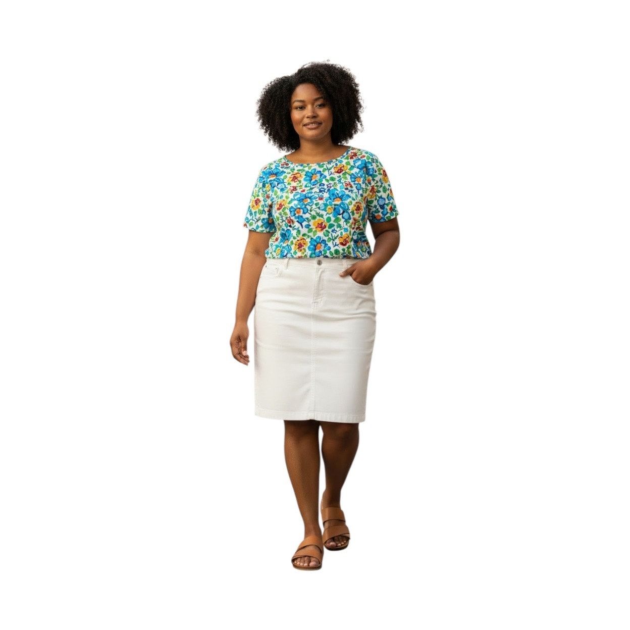 Charter Club Charter Club knee length white denim skirt 5 pocket design Size 36" / US 14 / IT 50 - 1 Thumbnail