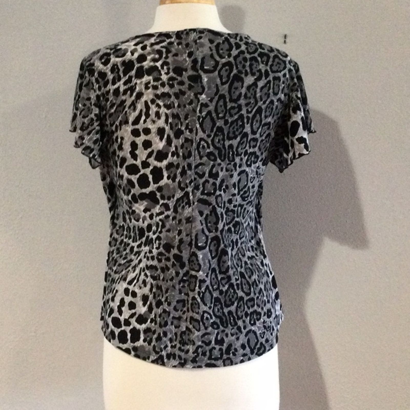 Other Ashli Couture Gray & Black Leopard Print Pleated Blouse L Size L / US 10 / IT 46 - 7 Thumbnail