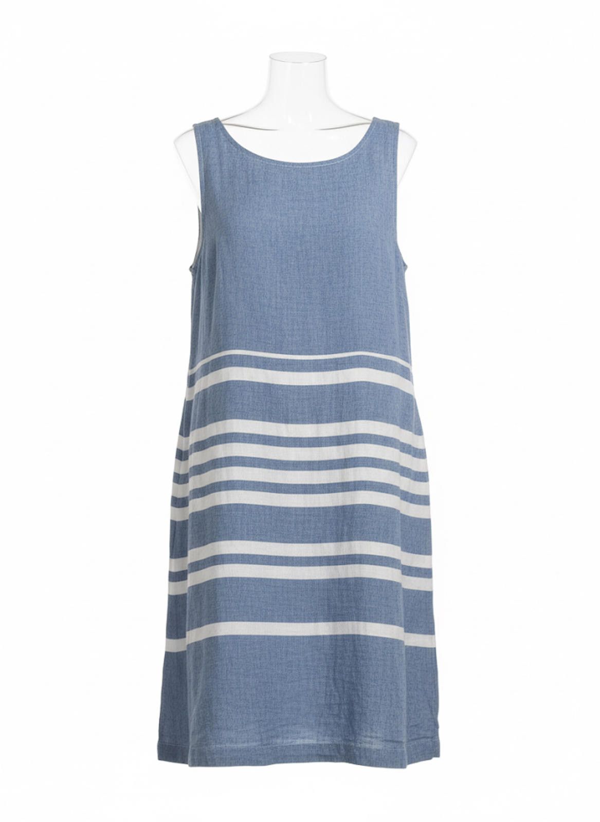 Other Blue Sleeveless Midi Dress with White Stripes Size L / US 10 / IT 46 - 2 Thumbnail