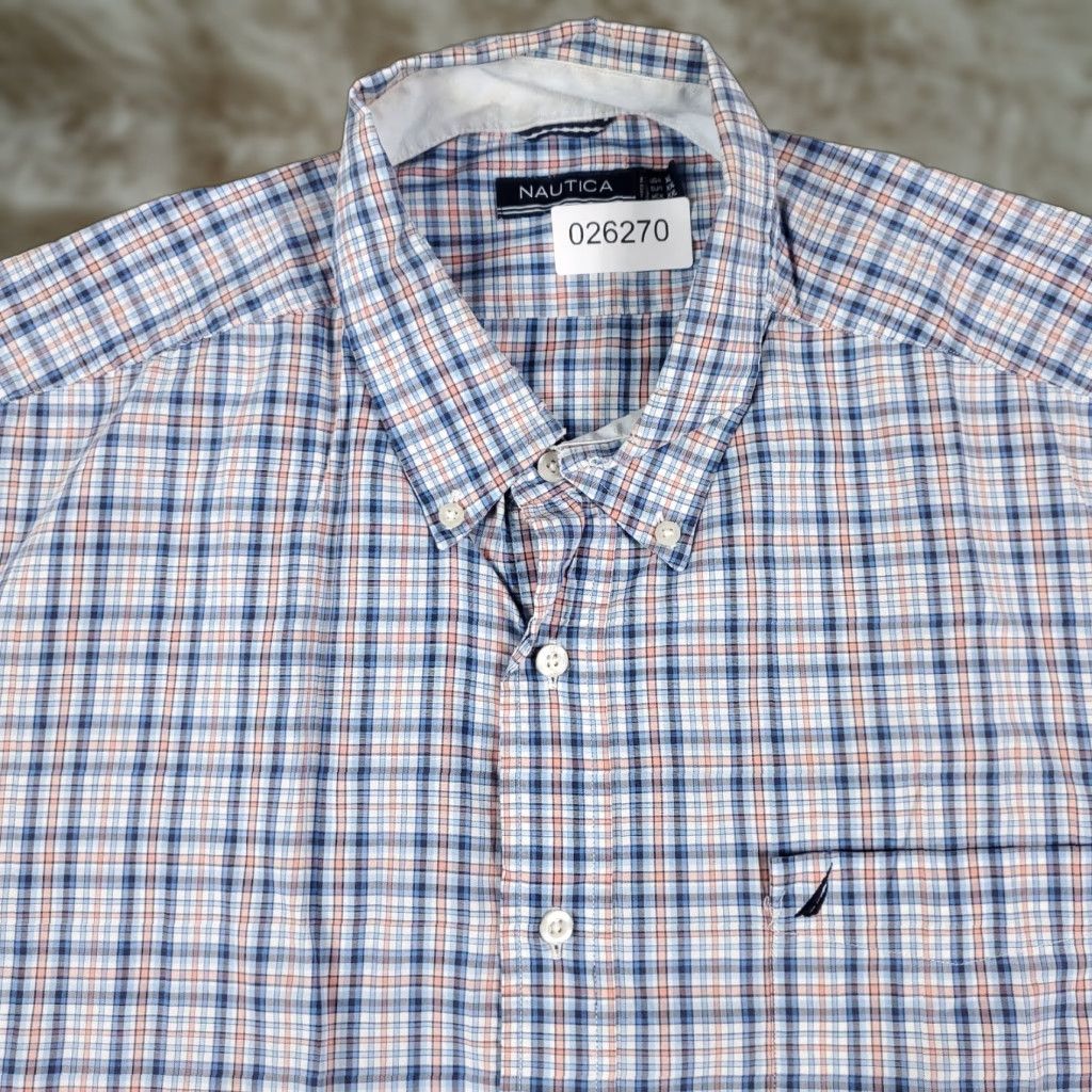 Nautica Nautica Blue Plaid Button-Up Shirt Mens XL Short Sleeve Casual Modern Size US XL / EU 56 / 4 - 1 Thumbnail