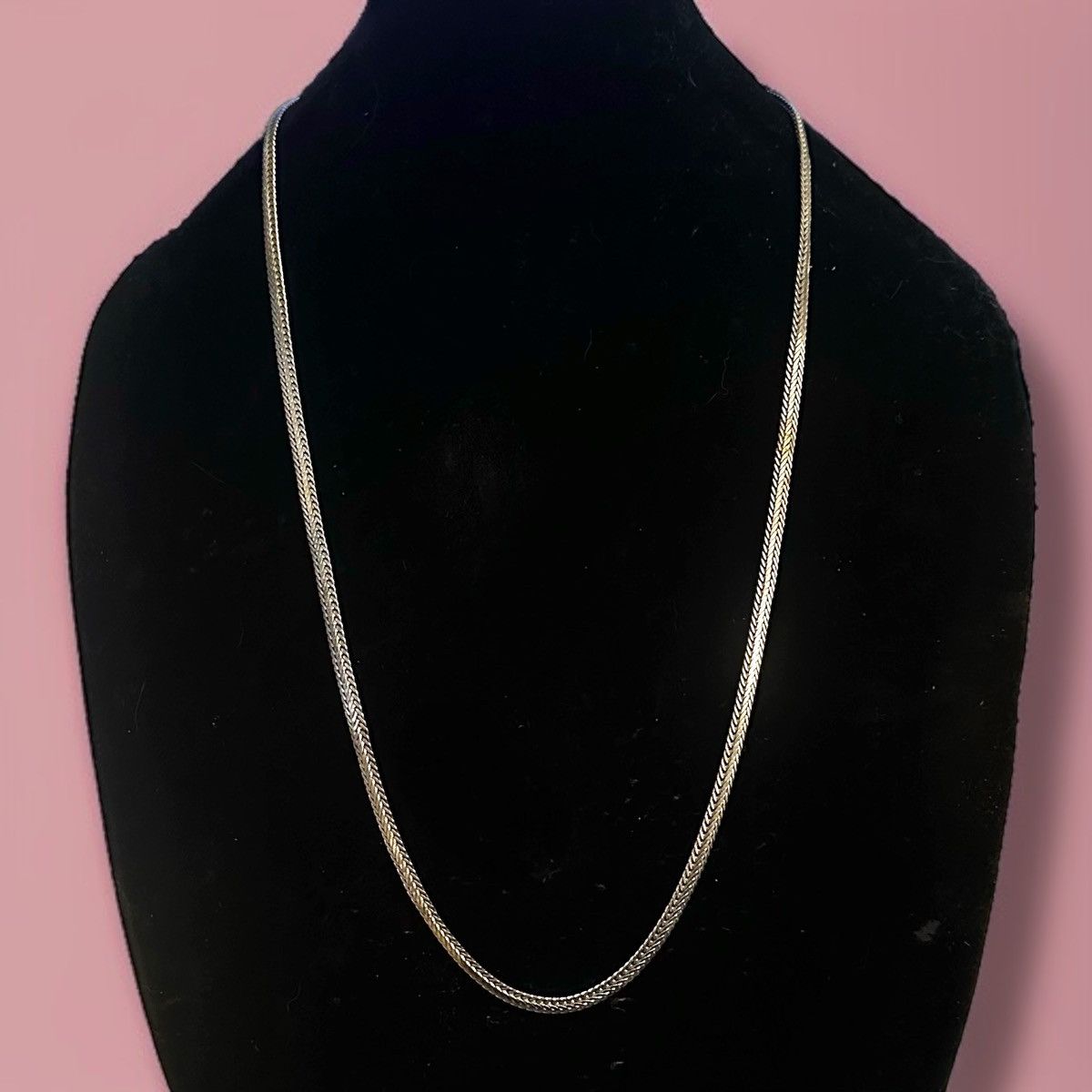 Vintage Vintage 18KGP long silver herringbone chain necklace Size ONE SIZE - 1 Thumbnail