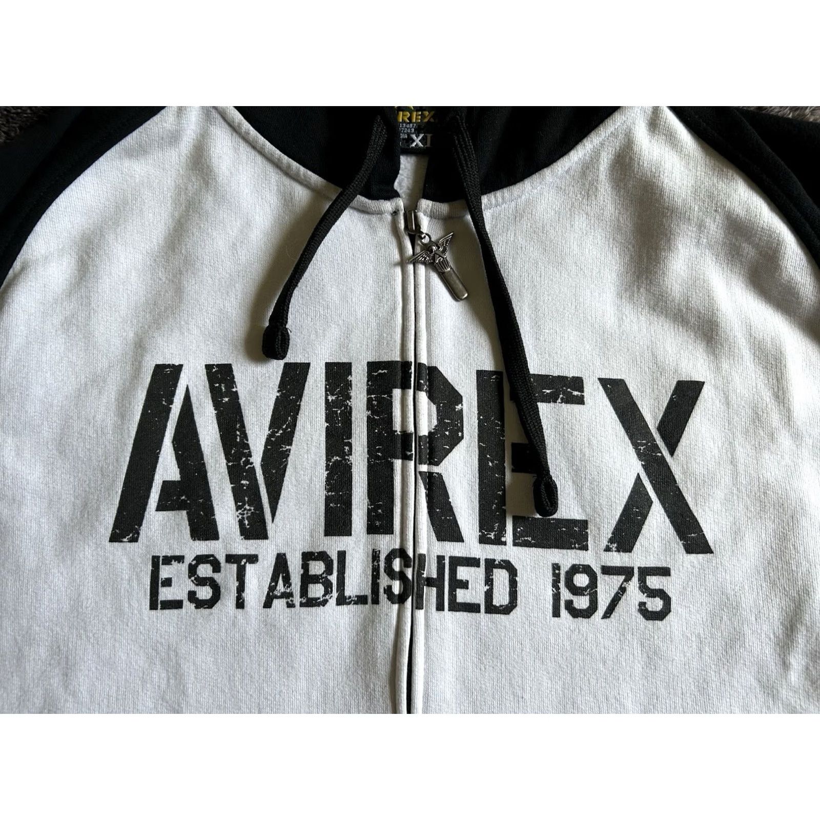 Avirex VINTAGE Avirex Hoodie Mens XL Full Zip Logo Graphic Print 90s Grunge Black Cotton Knit with Pockets Zip Hooded Crew Neck Modern Regular Fit Size US XL / EU 56 / 4 - 3 Thumbnail