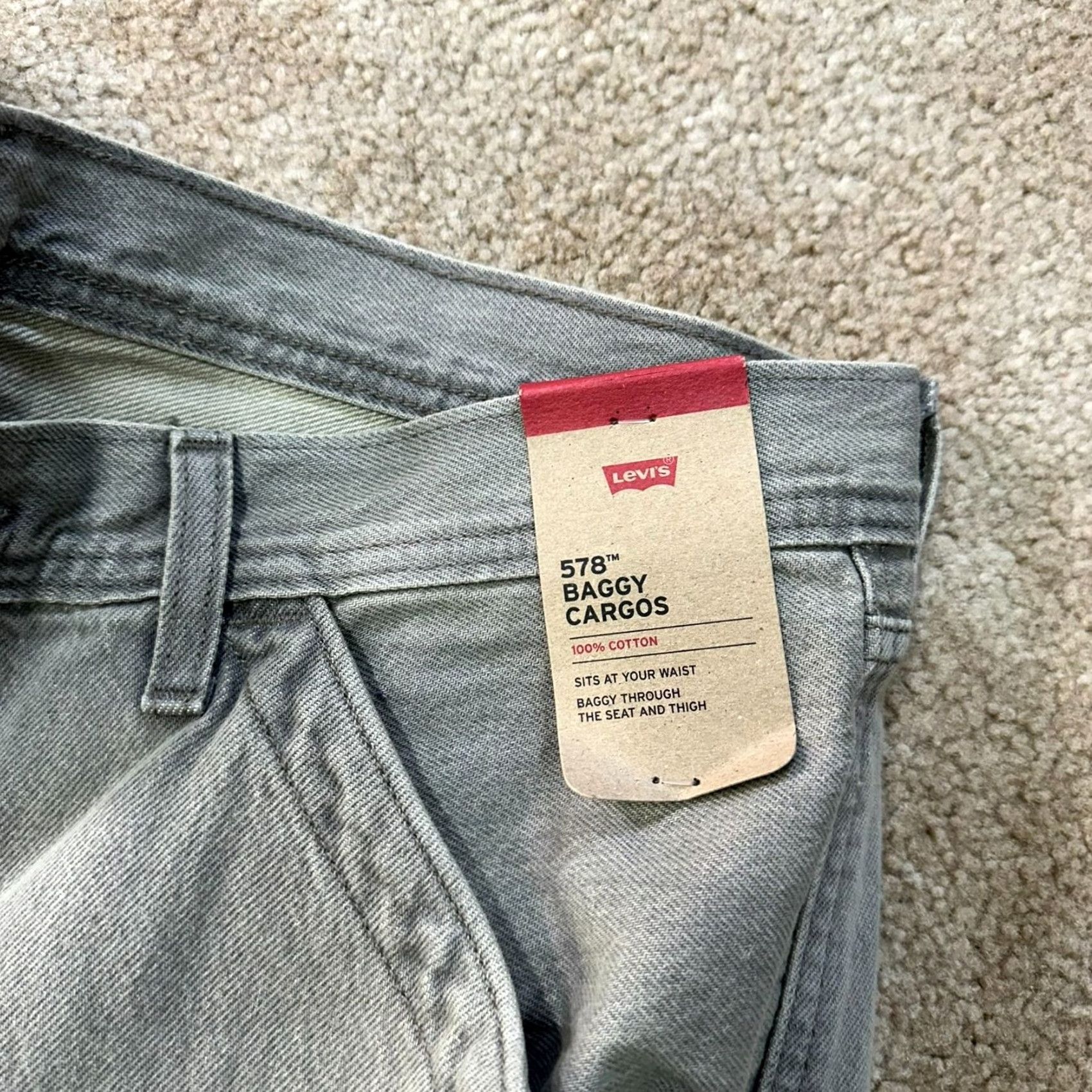 Levi's Levi's 578 Baggy Cargo Jeans Men 36x32 Gray Denim Cotton Vintage No 90s Accessories Pockets Baggy Relaxed Regular Wide-Leg Zip Front Size US 36 / EU 52 - 4 Thumbnail