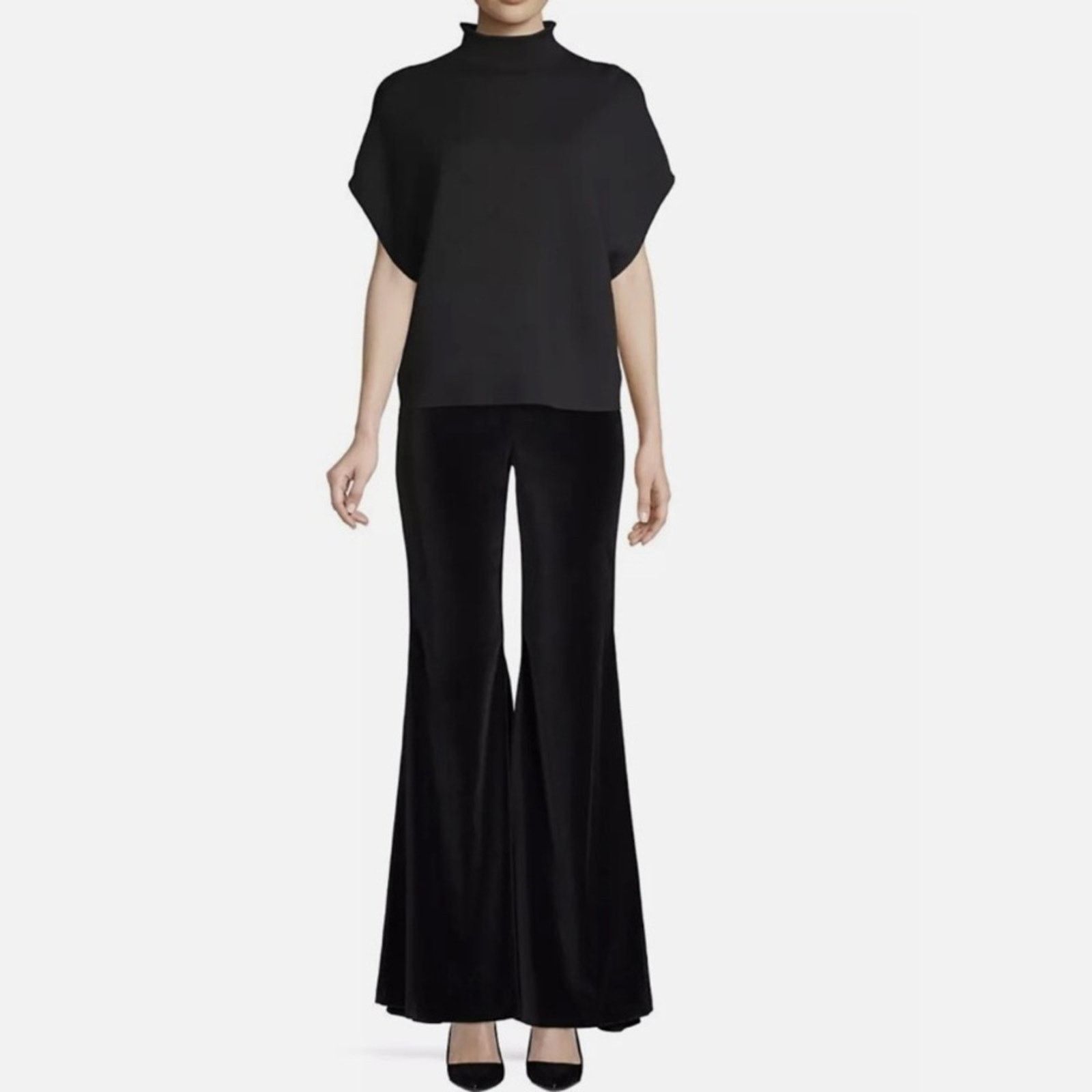Alice + Olivia Alice + Olivia $399 Jinny Side-Zip Pants Black Velvet 6 EUC Size 28" / US 6 / IT 42 - 2 Thumbnail