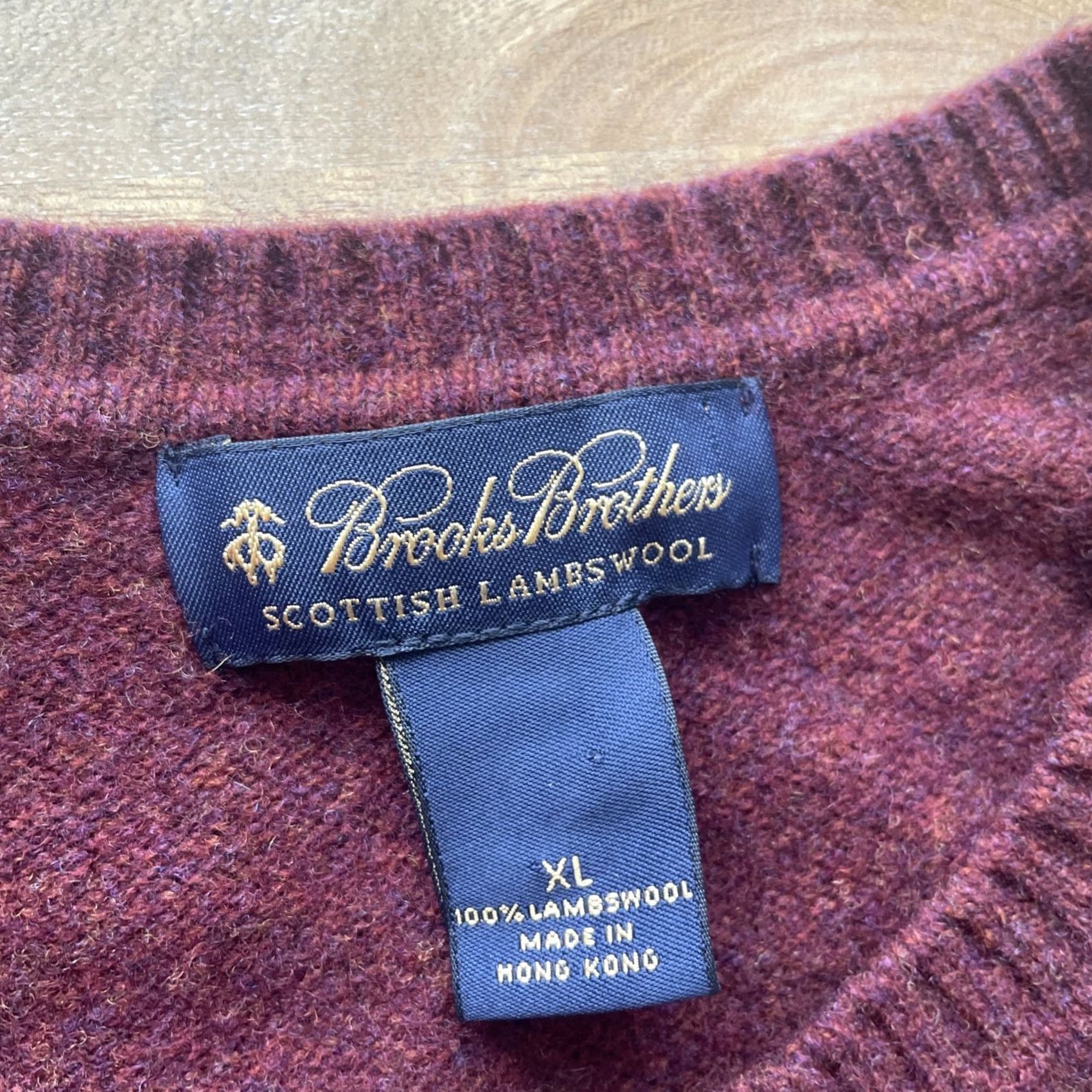 Brooks Brothers VINTAGE Brooks Brothers Sweater Men XL Plaid Crew Neck Pullover 100% Scottish Lambswool Red Knit Wool Long Sleeve Size US XL / EU 56 / 4 - 3 Thumbnail