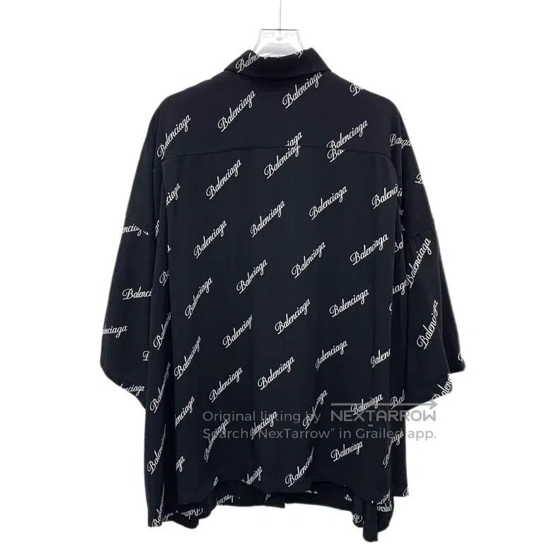 Balenciaga Balenciaga Black Logo Letter All-Over Printed Short Sleeve Size XXS / US 00 / IT 34 - 2 Thumbnail