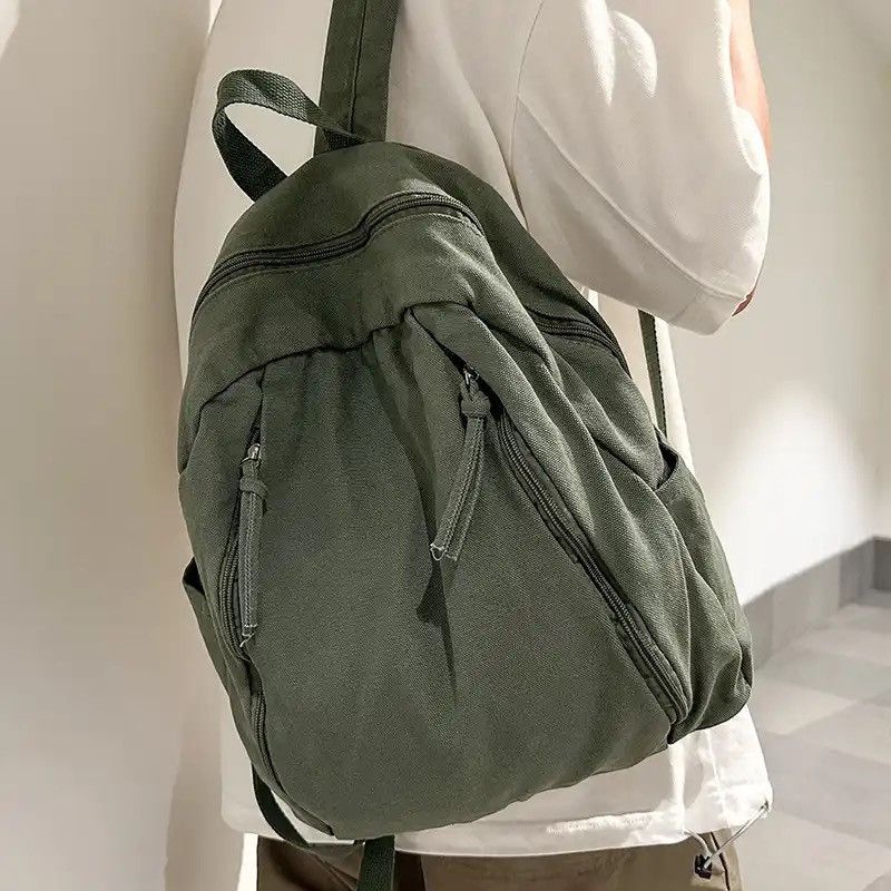 Japanese Brand Green Canvas Backpack Size ONE SIZE - 2 Thumbnail