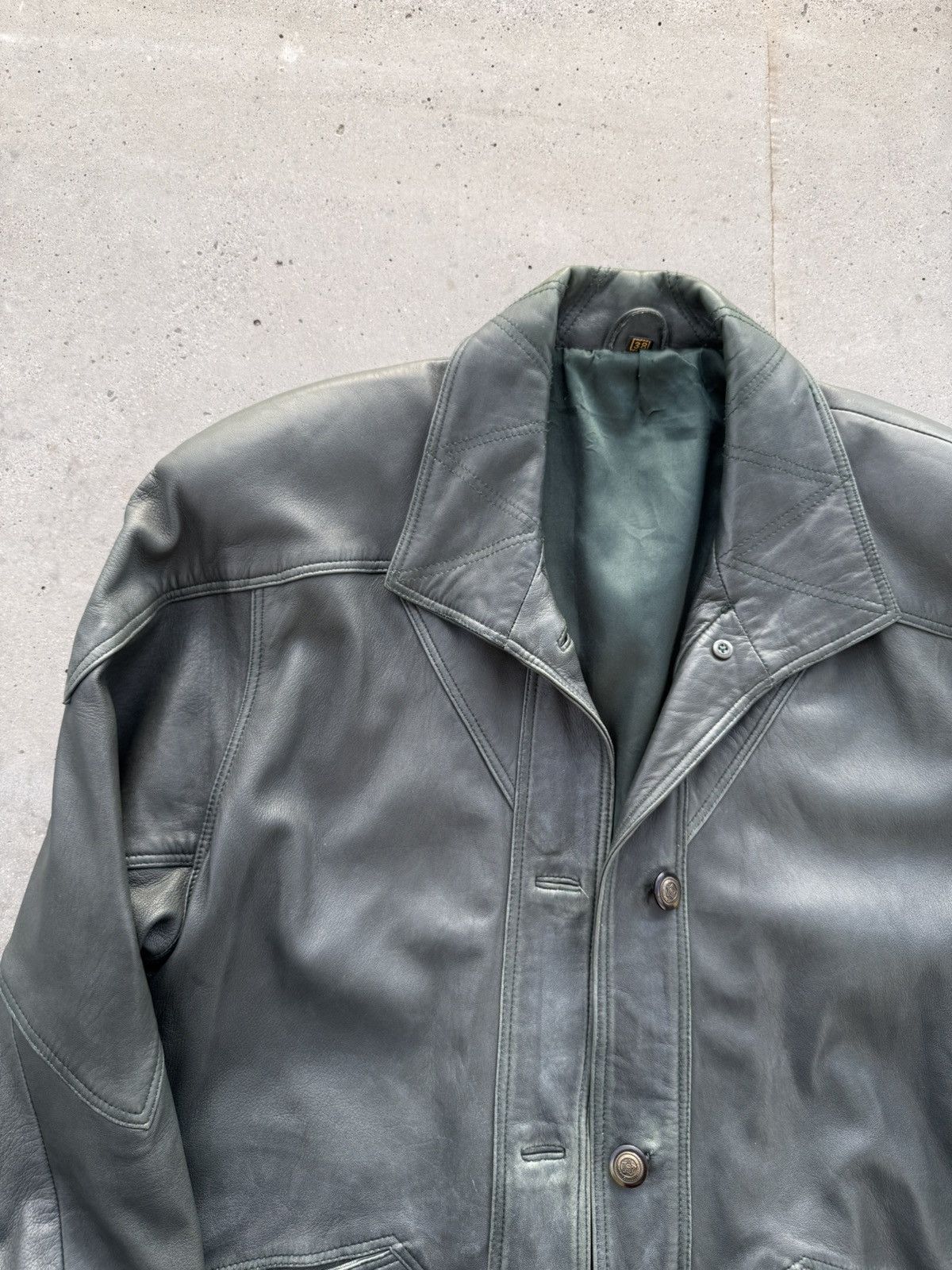 Genuine Leather × Vintage Vintage leather Jacket matrix coat dark green Size US M / EU 48-50 / 2 - 1 Thumbnail
