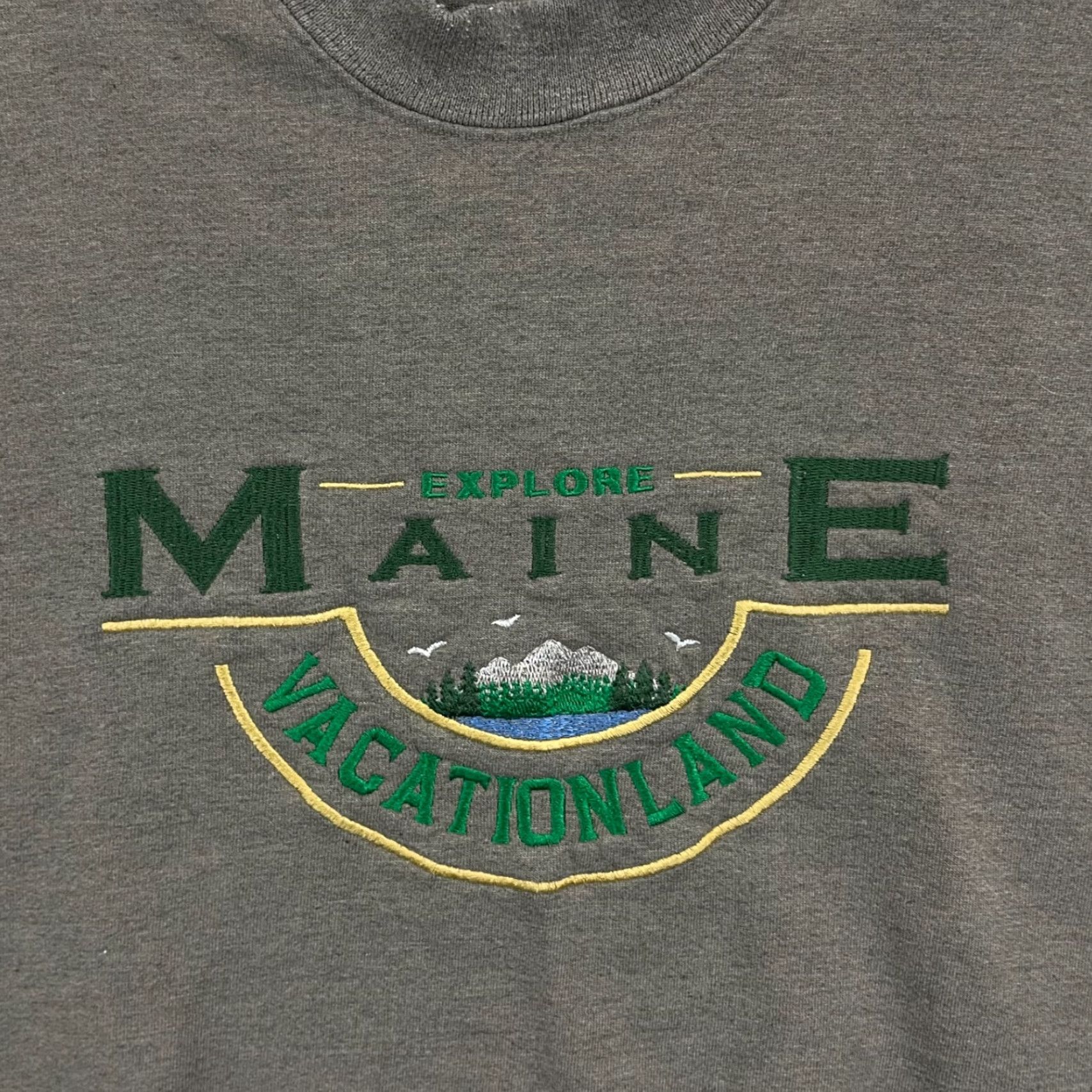 Vintage VINTAGE Maine Sweatshirt Mens XL Outdoor Pullover 90s Embroidered Travel USA Gray Cotton Blend Crew Neck Size US XL / EU 56 / 4 - 2 Thumbnail