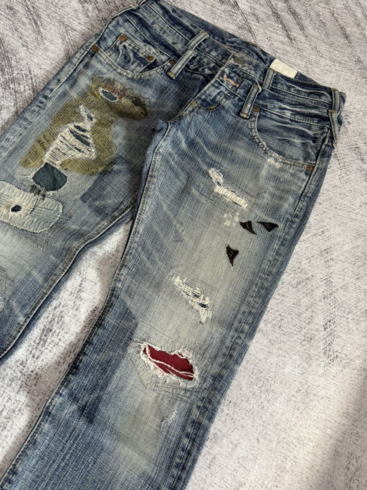 Hysteric Glamour × Japanese Brand Antgauge Japan Boro Distressed Newspaper Patch Jeans Size US 30 / EU 46 - 7 Thumbnail