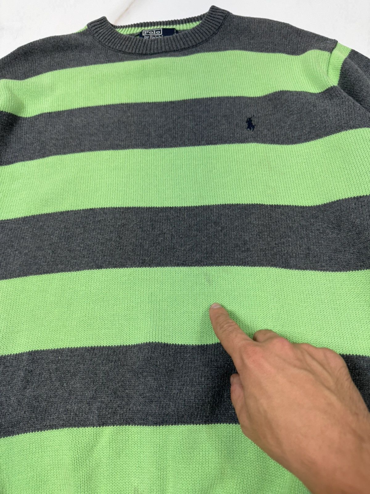 Polo Ralph Lauren Vintage Polo Ralph Lauren Striped Knit Crewneck Sweater Size US XL / EU 56 / 4 - 7 Thumbnail