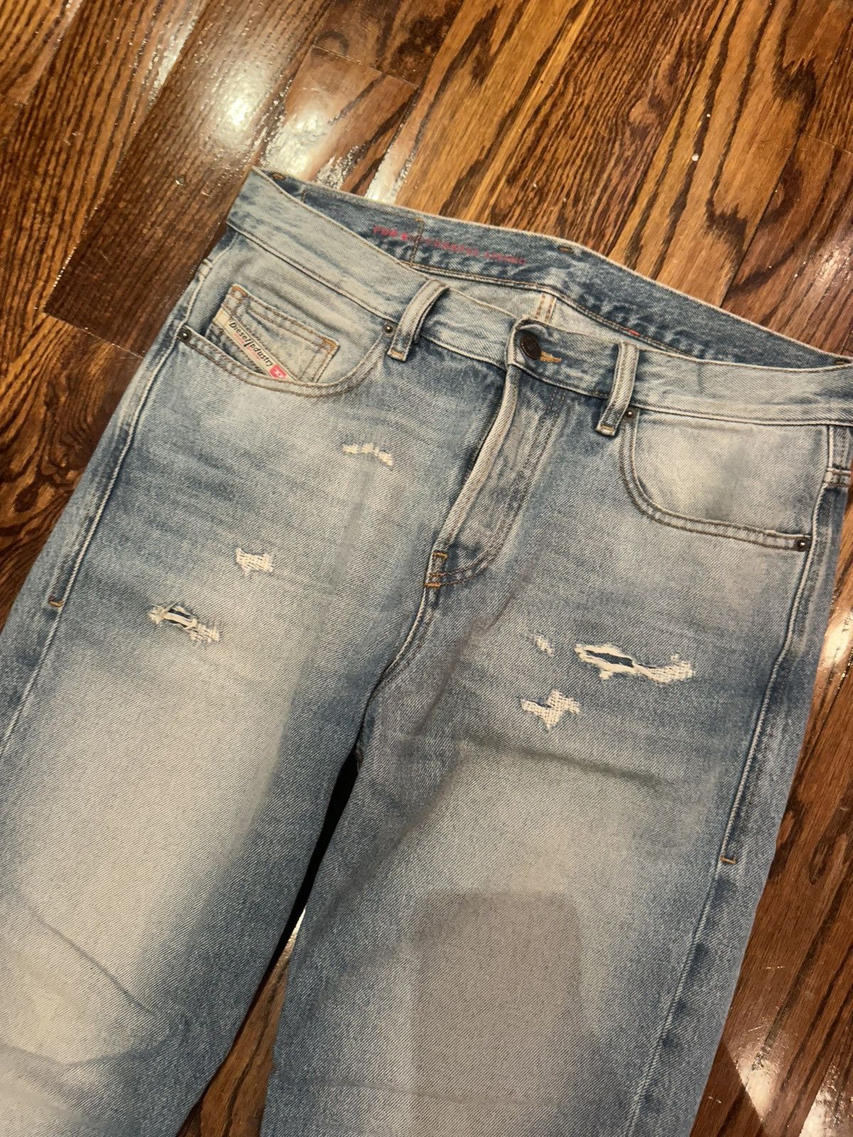 Diesel Blue Distressed Jeans Size US 31 - 2 Thumbnail