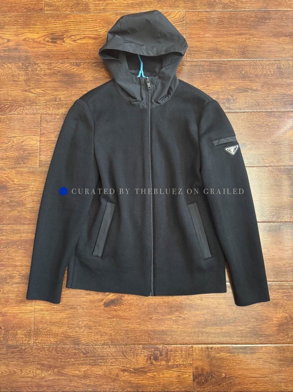 Prada Black Hooded Jacket with Logo Patch Size US S / EU 44-46 / 1 - 1 Thumbnail