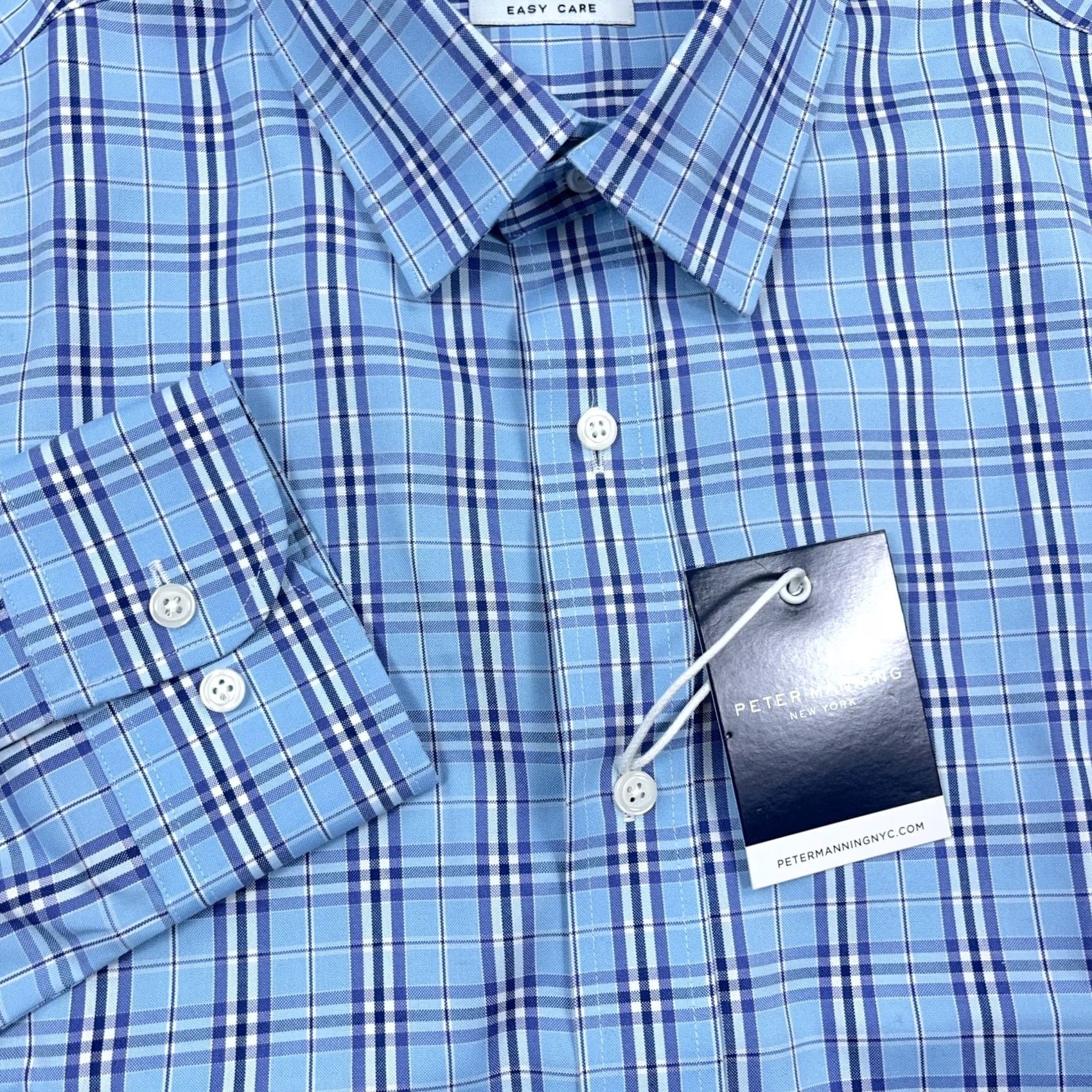 Vintage VINTAGE Peter Manning Shirt Men 4X Blue Plaid Button Up Everyday Standard Fit Dress Size 48R - 3 Thumbnail