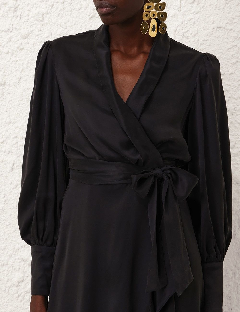 Zimmermann oc11z0825 Silk Wrap Midi Dress in Black Size L / US 10 / IT 46 - 5 Thumbnail