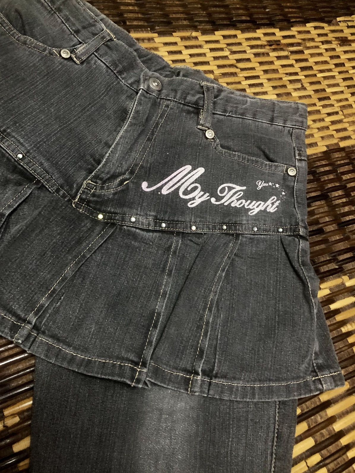 Hysteric Glamour × If Six Was Nine Vintage Denim Skirt Pant Flared Punk Style Size 27" / US 4 / IT 40 - 9 Thumbnail