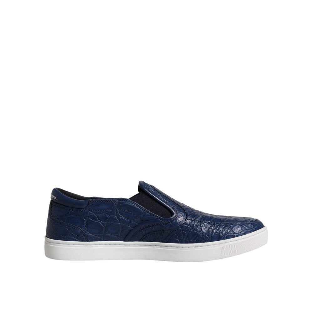 Dolce & Gabbana Dolce & Gabbana Blue Croc Exotic Leather Men Sneakers Shoes Size US 8 / EU 41 - 4 Thumbnail