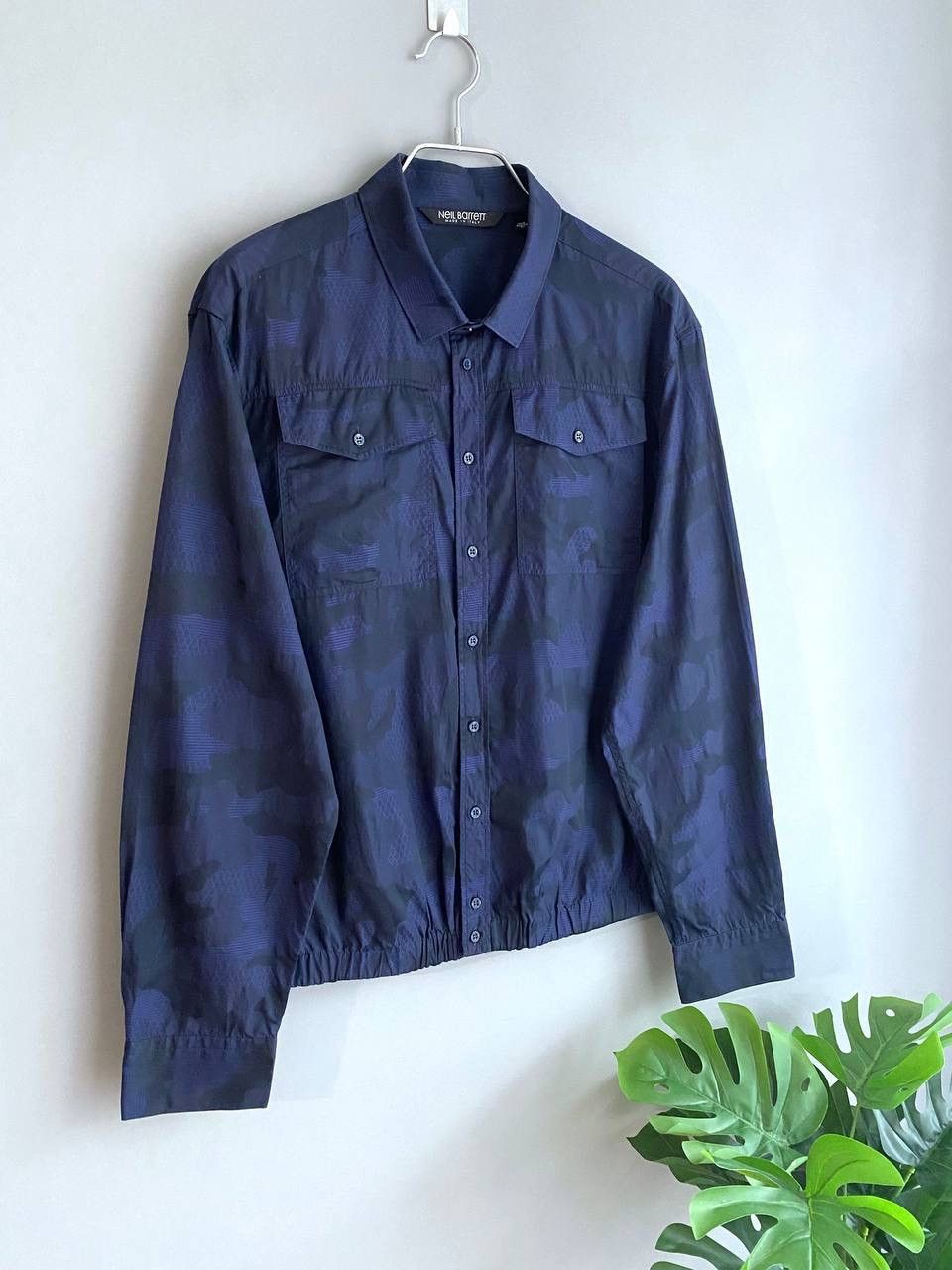 Designer × Neil Barrett Neil Barrett Men's Navy Camo Shirt Made in Italy, Size L-XL Size US L / EU 52-54 / 3 - 2 Thumbnail