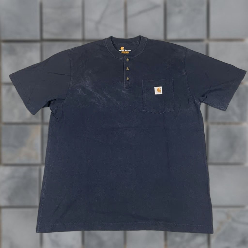 Carhartt Carhartt T Shirt Adult L Blue Short Sleeve Button Up Pocket Logo Distressed 90s Classic Dad Hipster Basic All Seasons One Pocket Tee Men Mens Size US L / EU 52-54 / 3 - 1 Thumbnail
