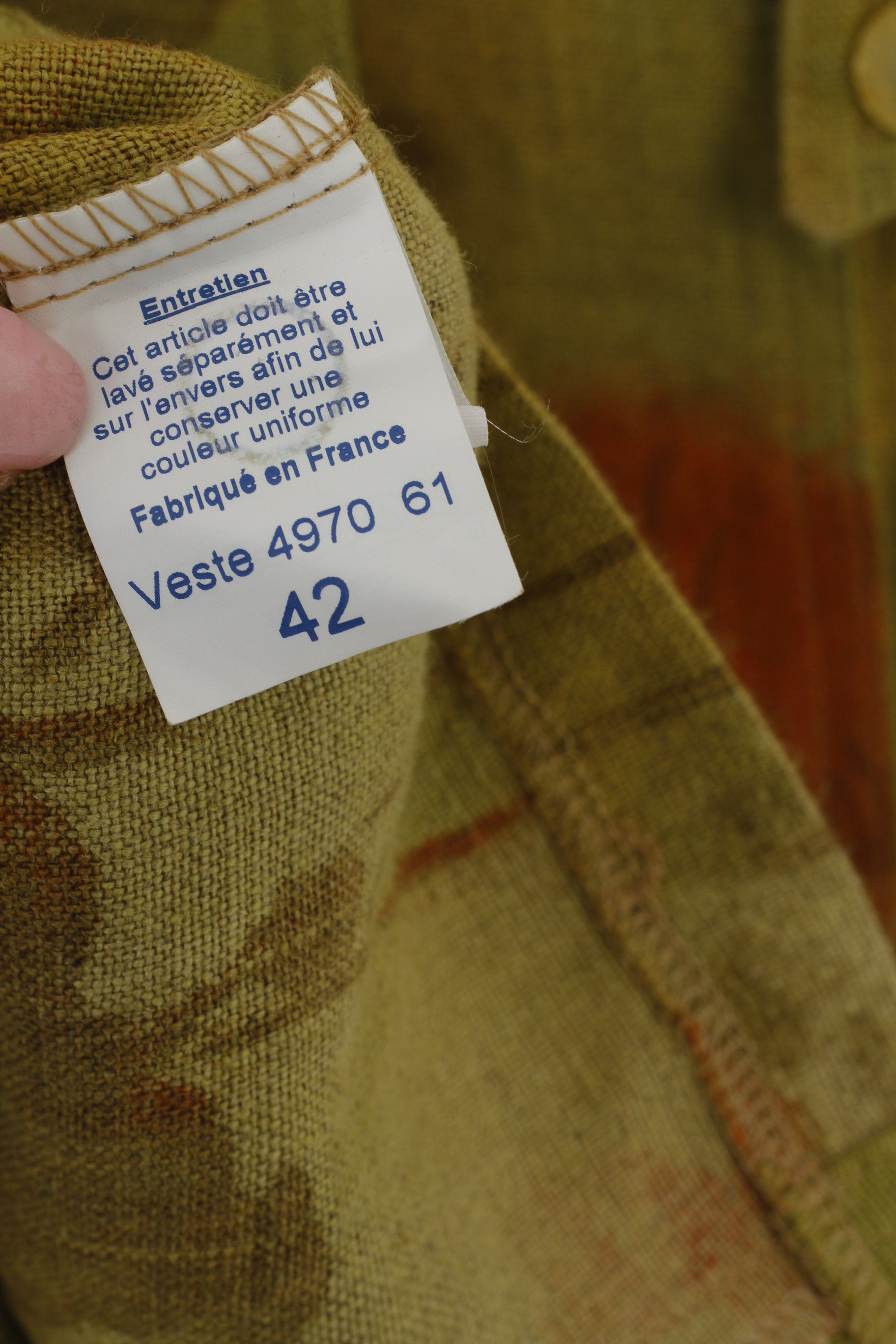 Vintage Rosa Rosam Women 42 M Jacket Green Linen 7713 Size M / US 6-8 / IT 42-44 - 4 Thumbnail