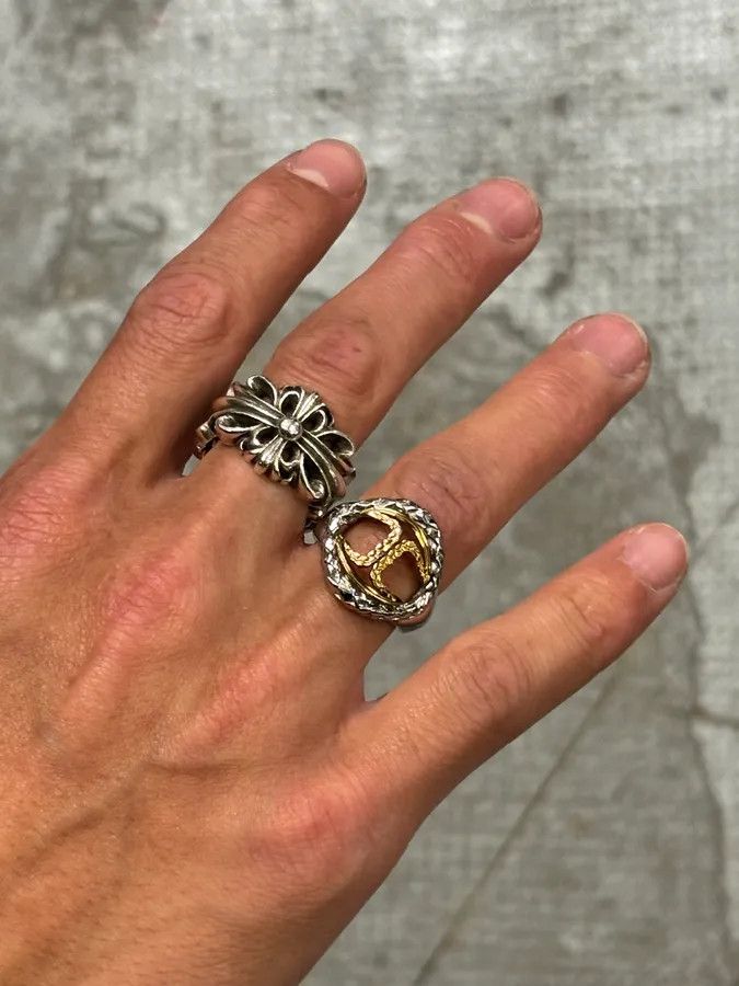 Just Cavalli 2000s Cavalli Two-Tone Silver Gold Textured Statement Ring Size ONE SIZE - 1 Thumbnail