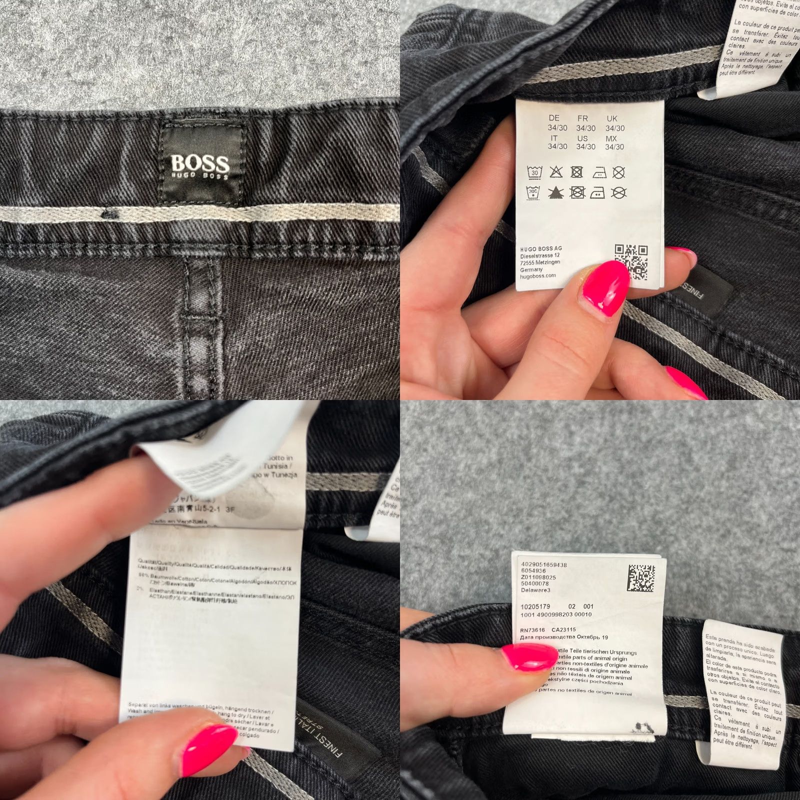 Hugo Boss HUGO BOSS Jeans Slim Regular 34 Dark Wash Black Faded Stretch Delaware Denim 5-Pocket Mens Adults Clothing Size US 34 / EU 50 - 8 Thumbnail