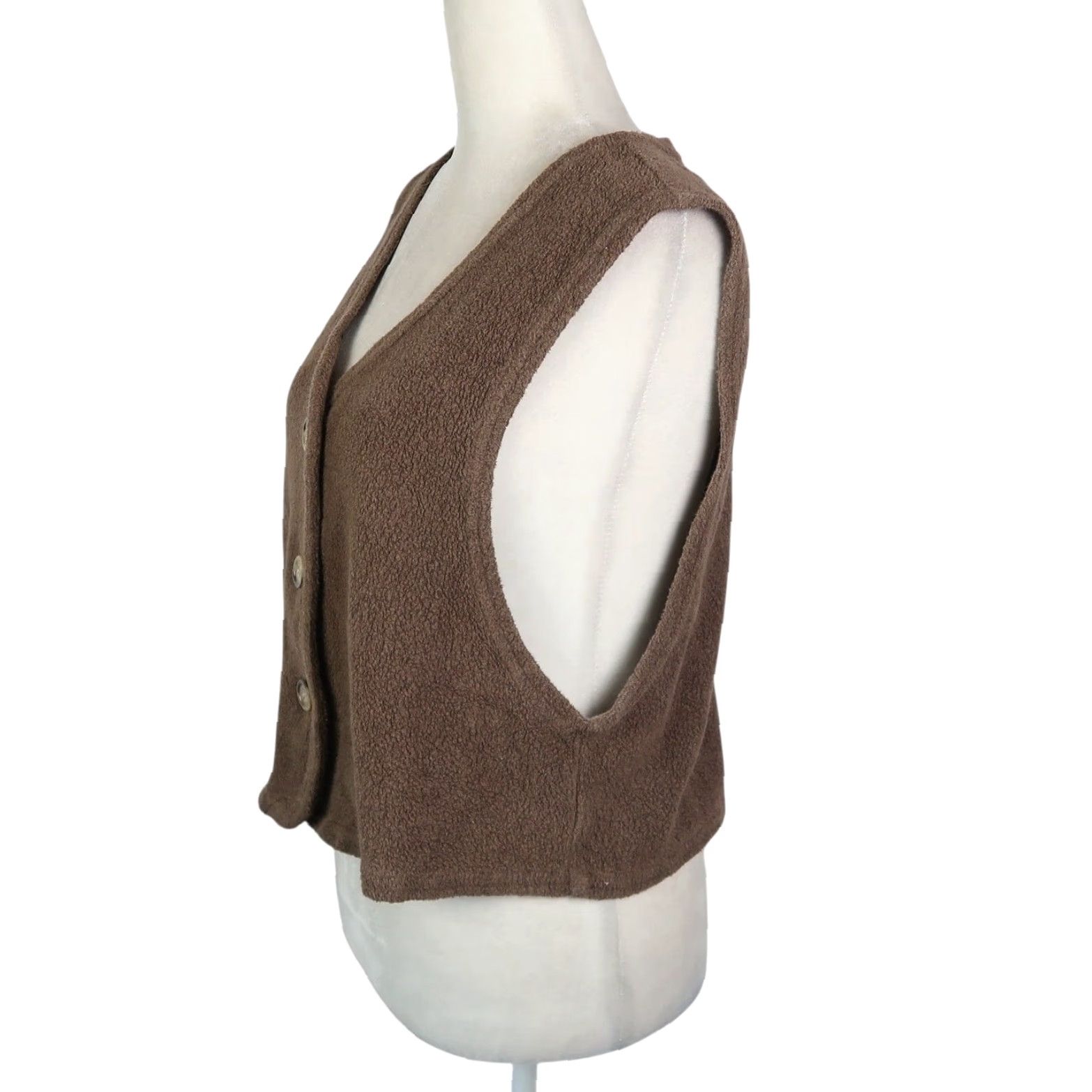 CO VINTAGE 90s Pure Outdoor Clothing Co Brown Fleece Vest M Women Sleeveless Button Front Short Jacket/Coat Casual Bohemian 90s Size M / US 6-8 / IT 42-44 - 3 Thumbnail