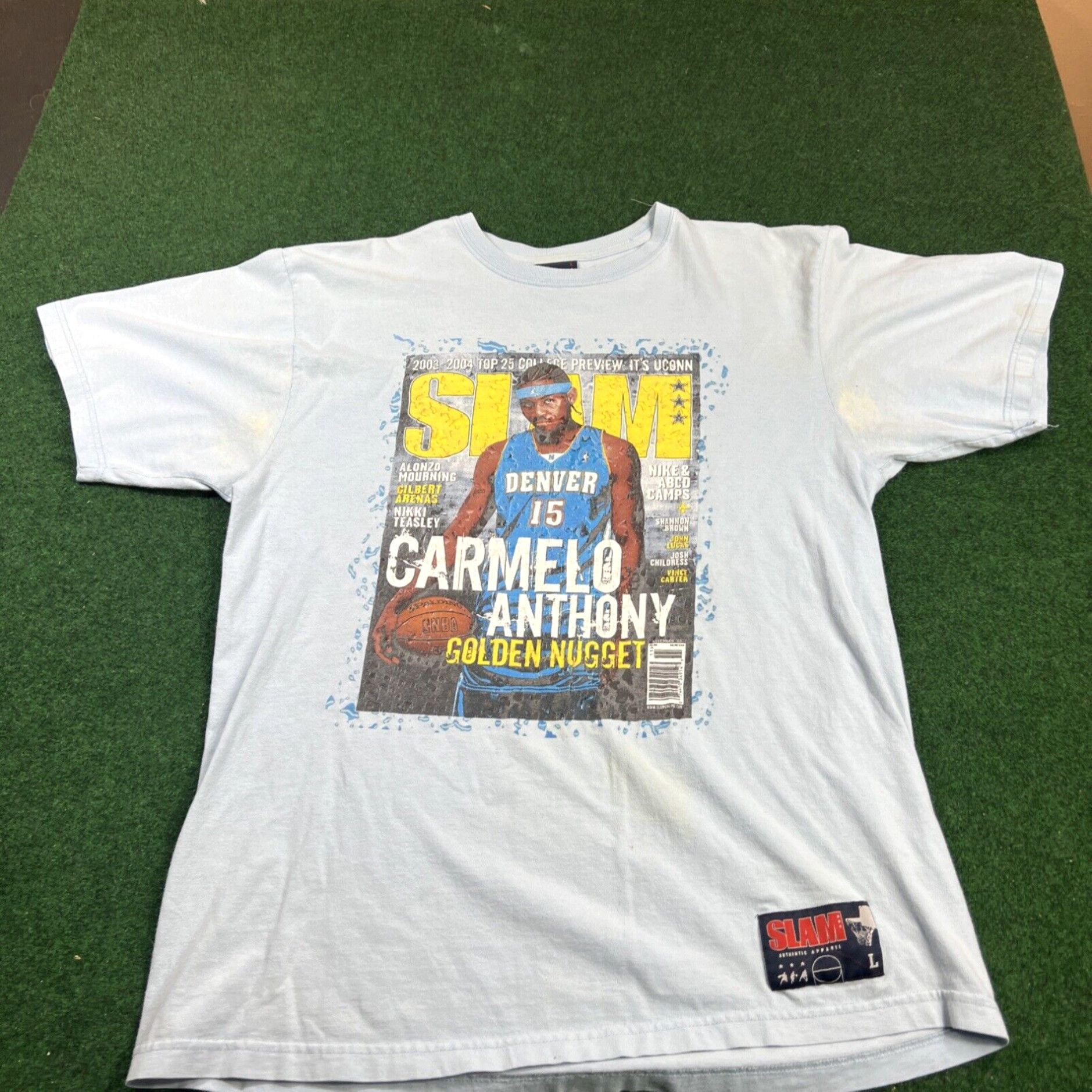 Vintage Carmelo Anthony SLAM Magazine Cover Shirt Vintage Slam Brand ￼Large VERY RARE Size US L / EU 52-54 / 3 - 1 Thumbnail
