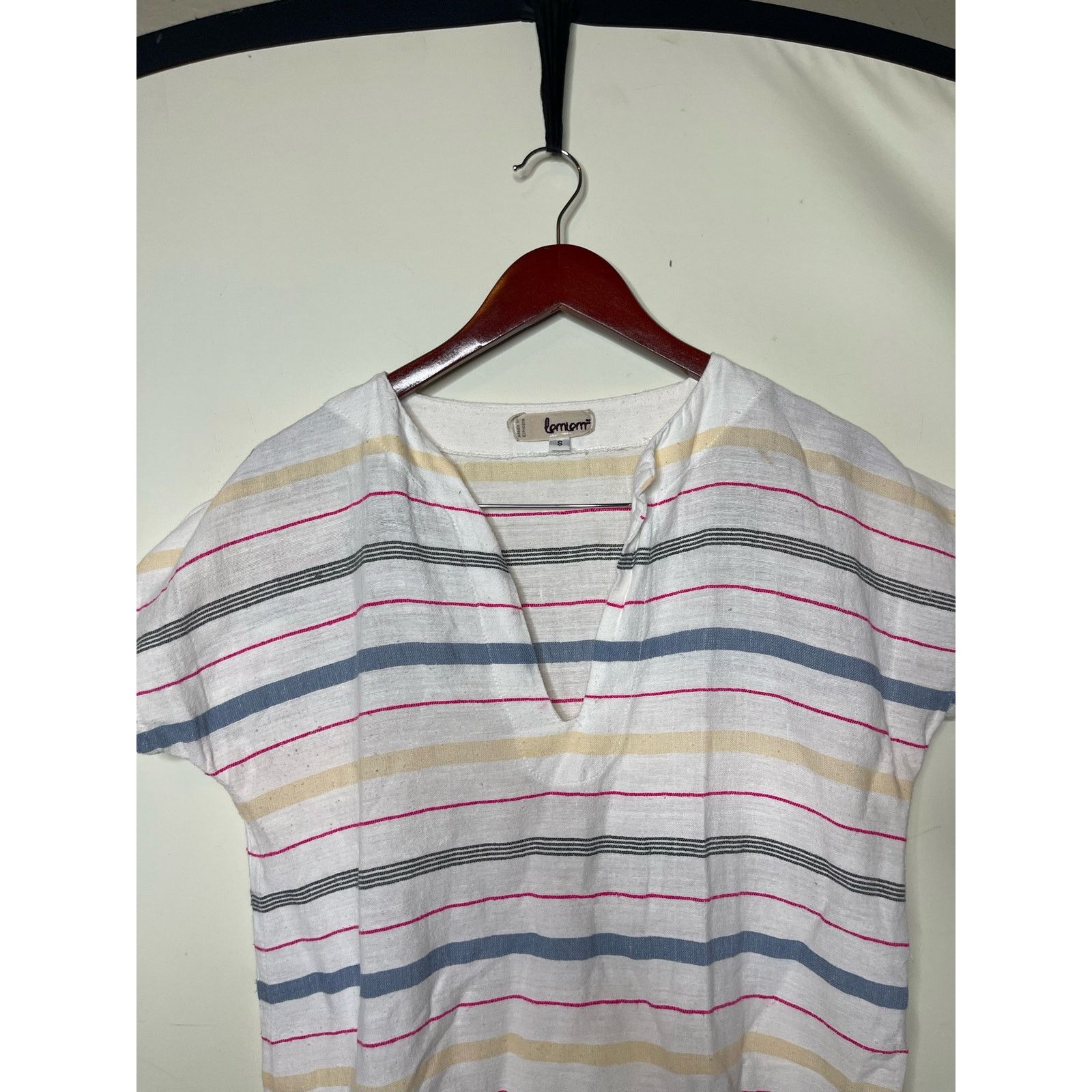 lemlem Lemlem Lelaga Embroidered Split Neck Striped Tunic Mini Dres Size S / US 4 / IT 40 - 3 Thumbnail