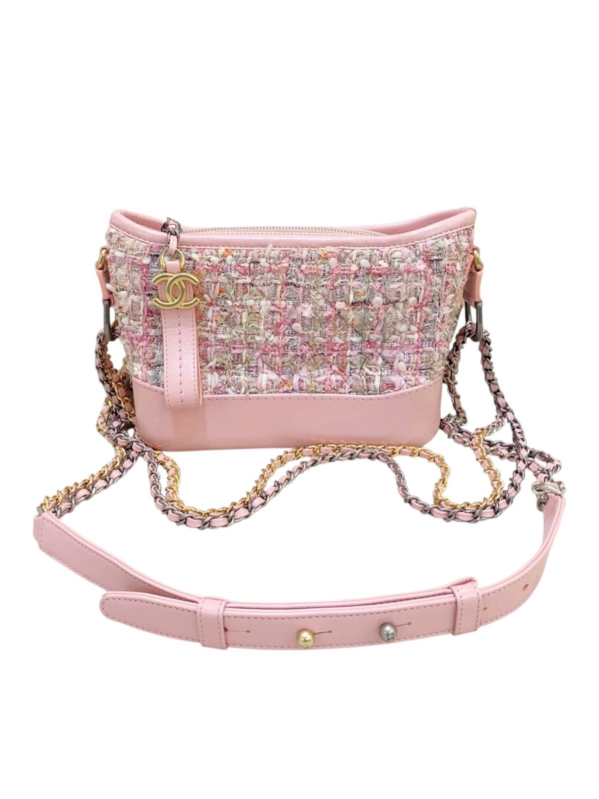 Chanel Chanel Gabrielle Small Tweed Hobo Pink Leather Bag 2019 Size ONE SIZE - 2 Thumbnail