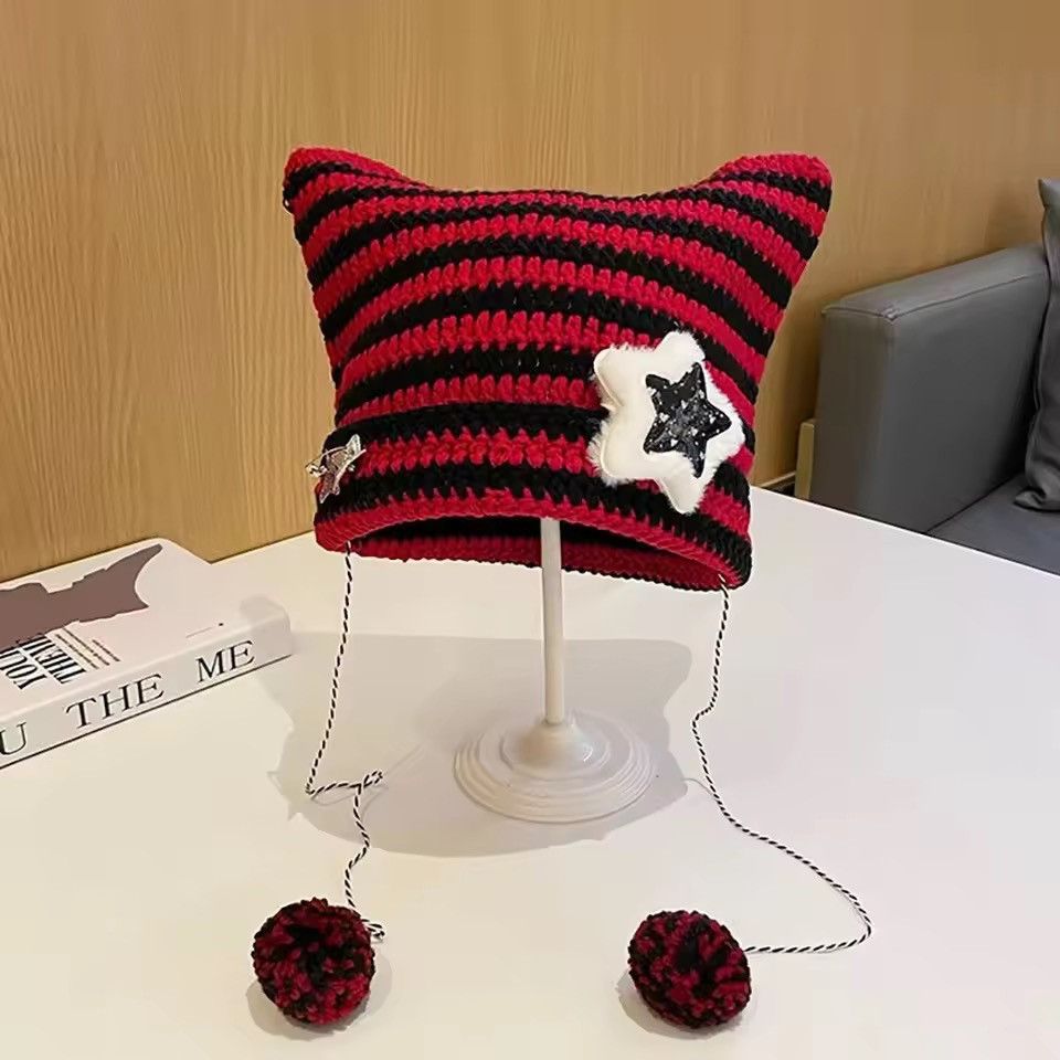 Japanese Brand Midori x Inoue - Knitted Ears Beanie Size ONE SIZE - 3 Thumbnail