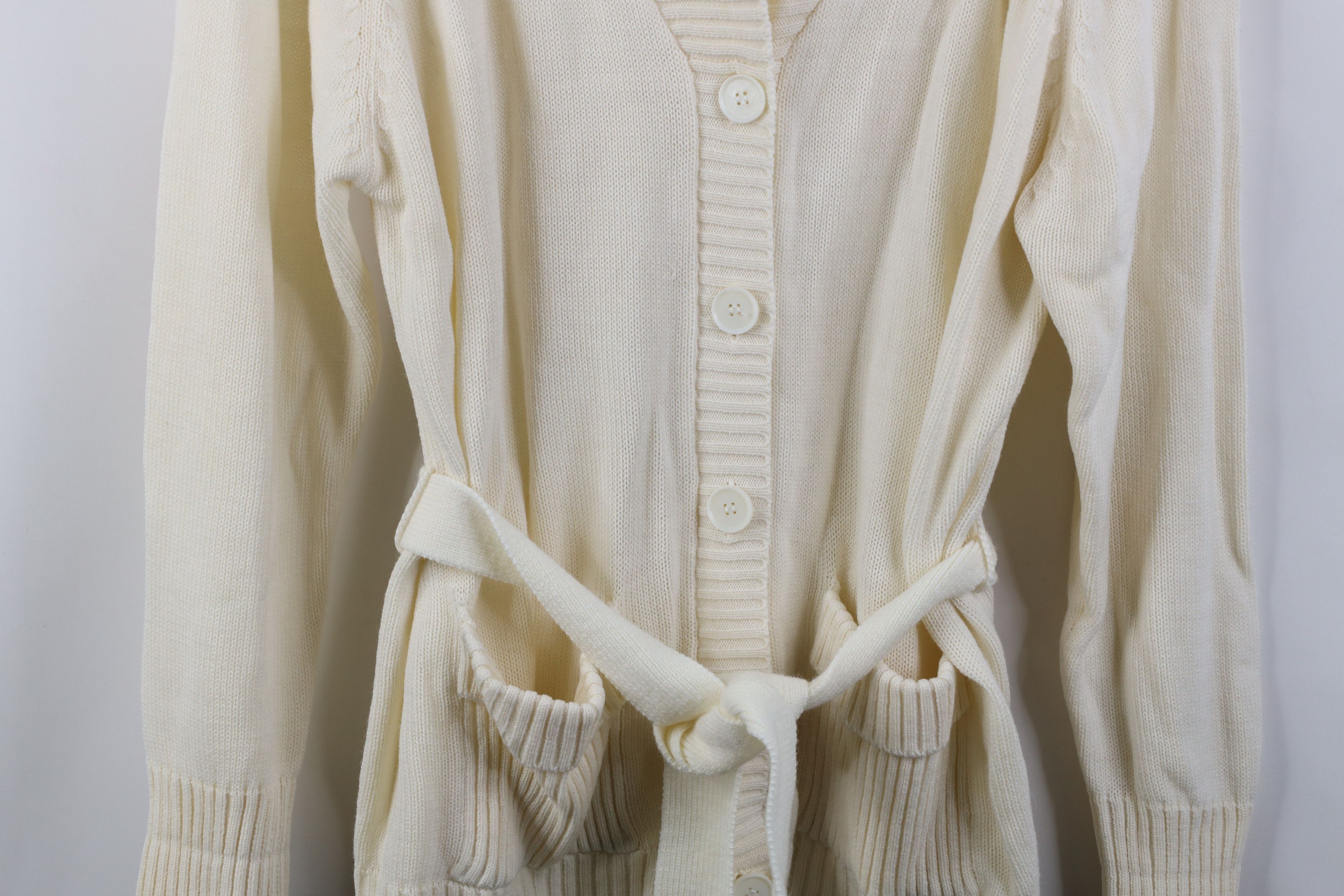 Vintage Vintage 70s Streetwear Belted Knit Shawl Cardigan Sweater Size M / US 6-8 / IT 42-44 - 3 Thumbnail