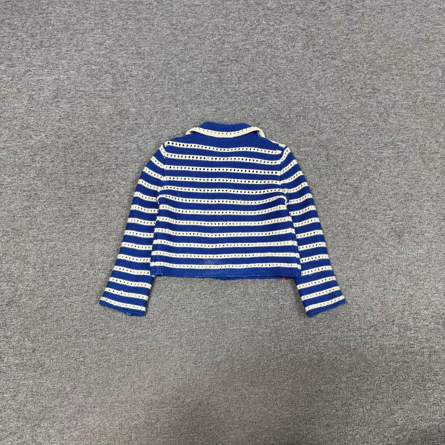 Miu Miu MIU MIU Blue & White Stripe Single-Breasted Knit Cardi Size XS / US 0-2 / IT 36-38 - 3 Thumbnail