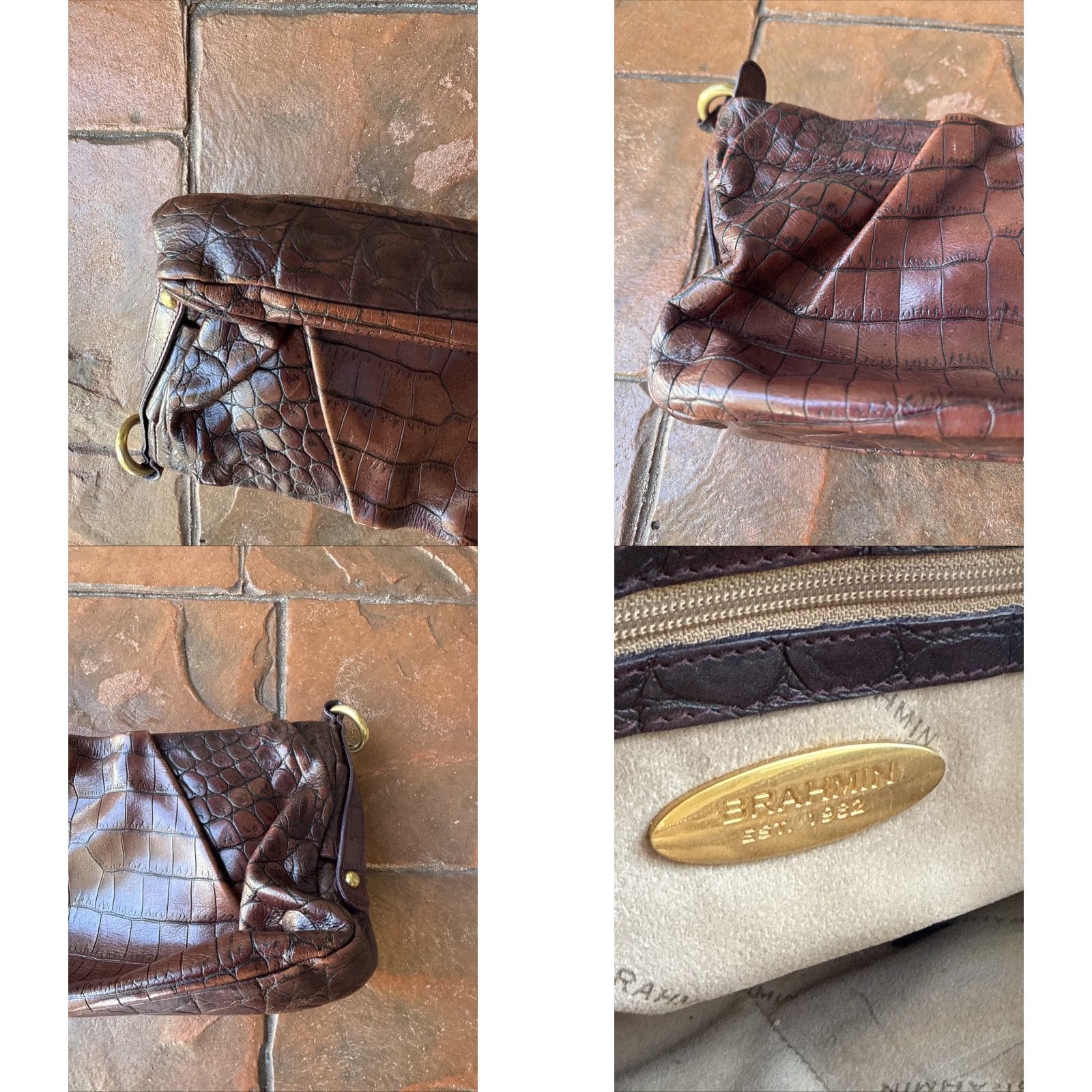 BRAHMIN VINTAGE Brahmin Leather Embossed Croc Purse Clutch Bag Size ONE SIZE - 8 Thumbnail