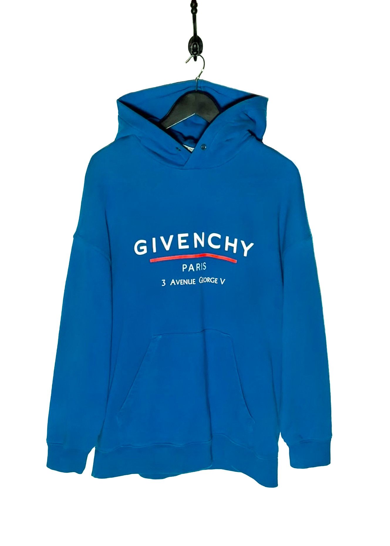 Givenchy Blue Address Logo Print Hoodie