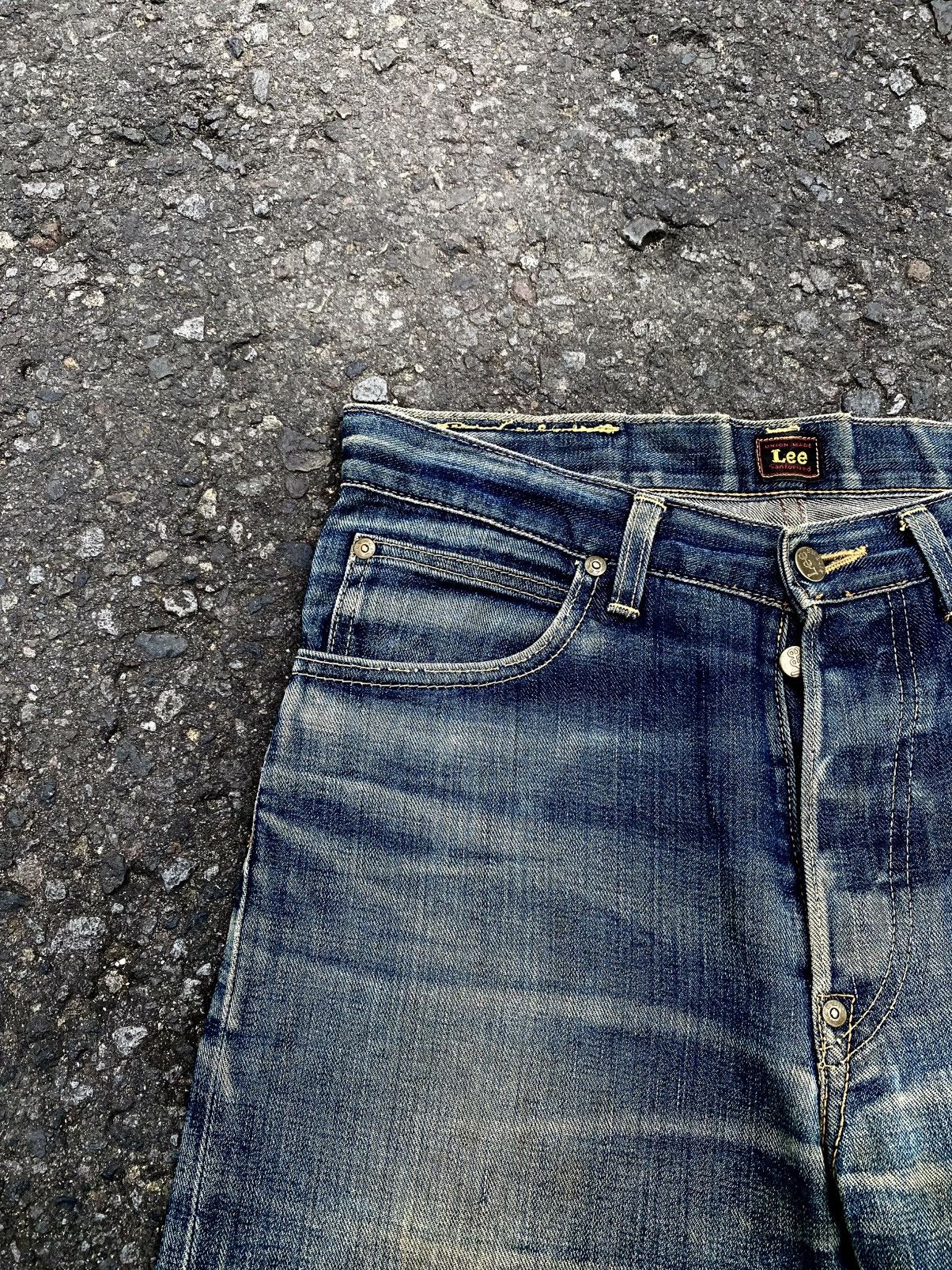 Lee Vtg Lee Half Selvedge Distressed Denim Mud Wash🇯🇵 Size US 32 / EU 48 - 4 Thumbnail