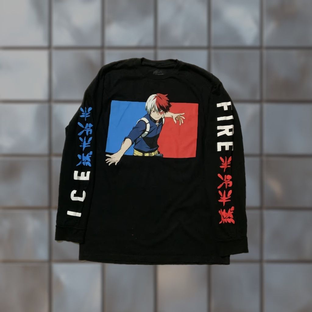 Vintage My Hero Academia Shoto Todoroki Ice Fire Manga Anime Graphic L/S T-Shirt Sz. M Men Black Size US M / EU 48-50 / 2 - 1 Thumbnail