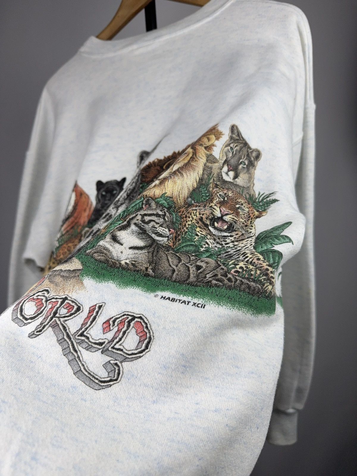 Habitat Vintage 1994 Wildlife Cat Front & Back Print Sweatshirt USA Size US L / EU 52-54 / 3 - 15 Thumbnail