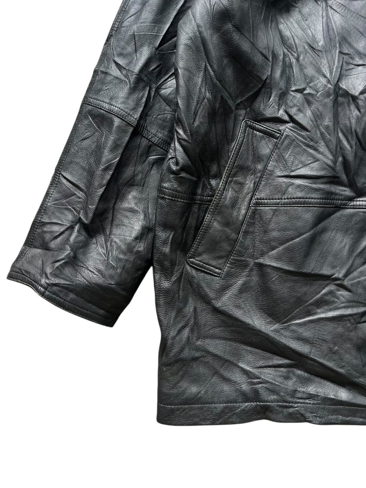Japanese Brand × Vintage Nonchalant Ans Black Trench Coat Leather Jacket Size US L / EU 52-54 / 3 - 6 Thumbnail