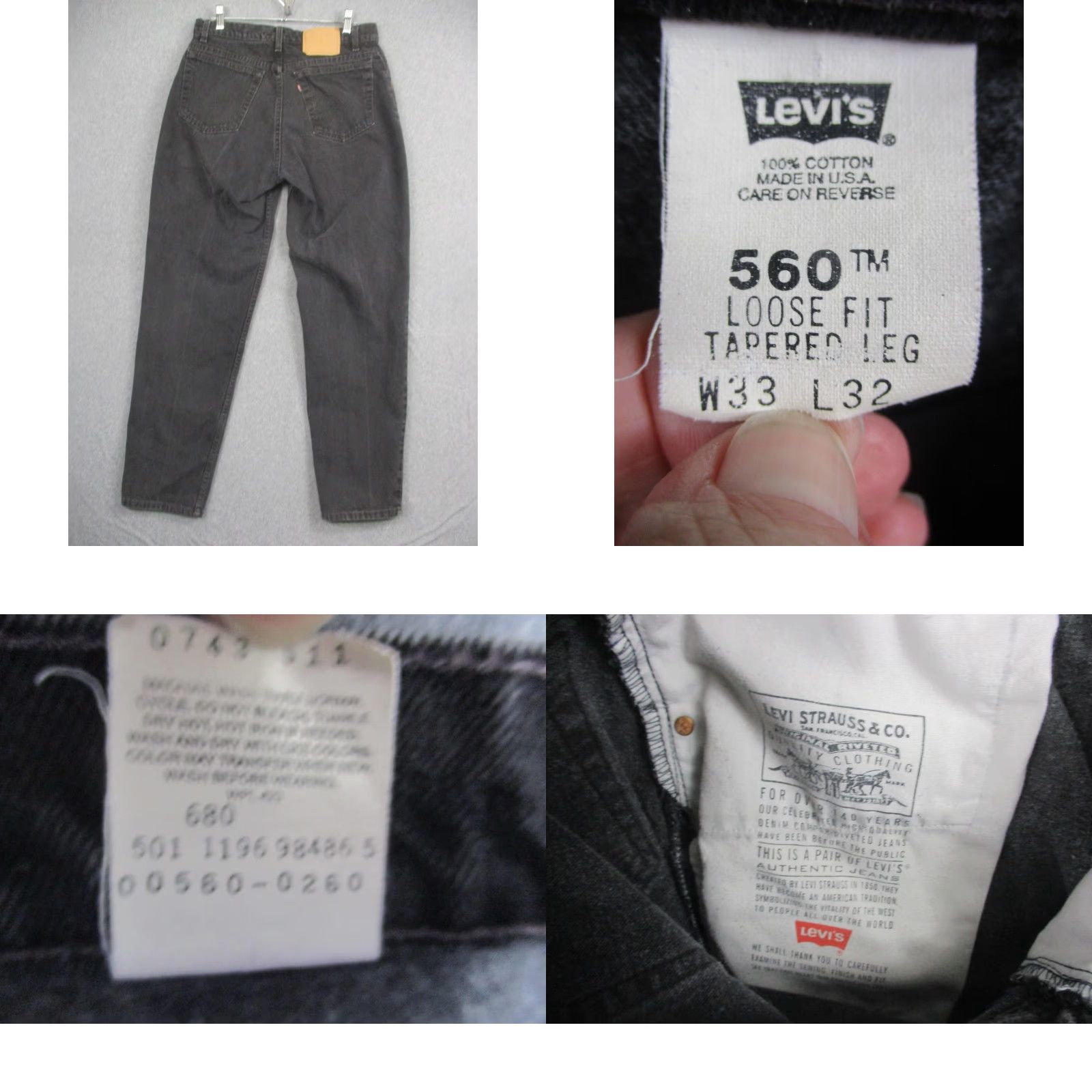 Levi's VINTAGE Levi's Jeans Mens 33x32 Gray Denim Loose Fit Tapered Made USA 90s Size US 33 - 8 Thumbnail