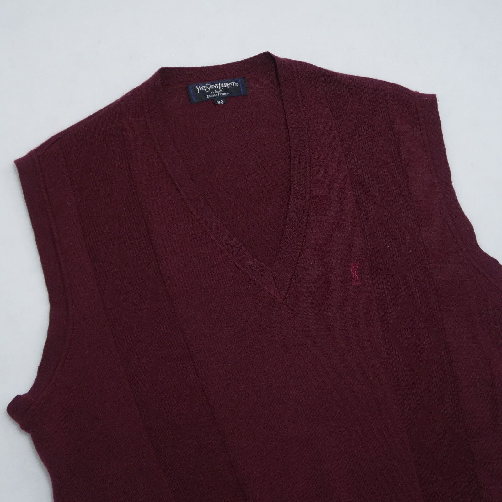 Yves Saint Laurent Vintage 90s YSL Tricots Distressed Knit Cable Vest Size US M / EU 48-50 / 2 - 6 Thumbnail
