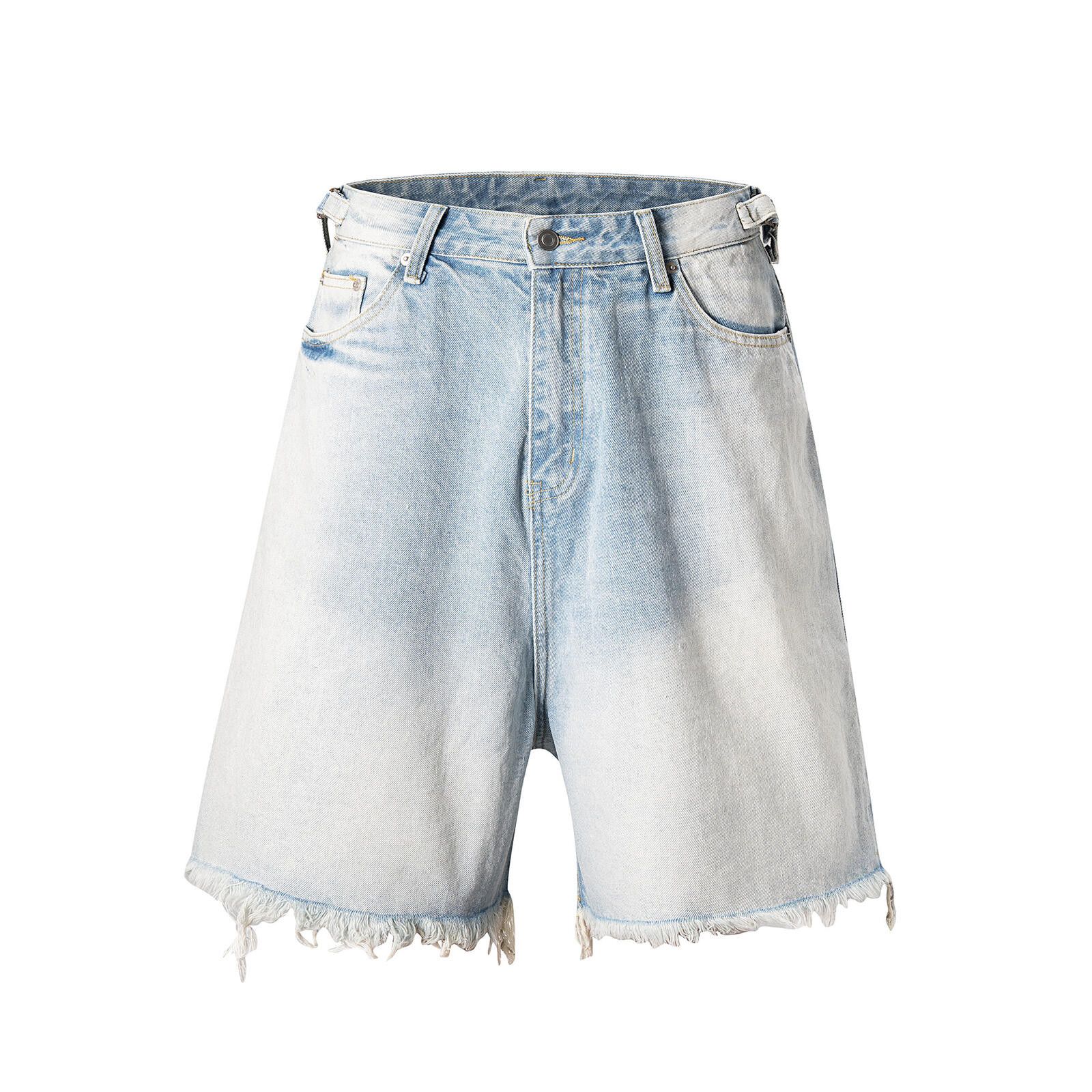 Other Blue Washed Denim Baggy Raw Hem Shorts, Acid Wash Shorts Size US 32 / EU 48 - 1 Thumbnail