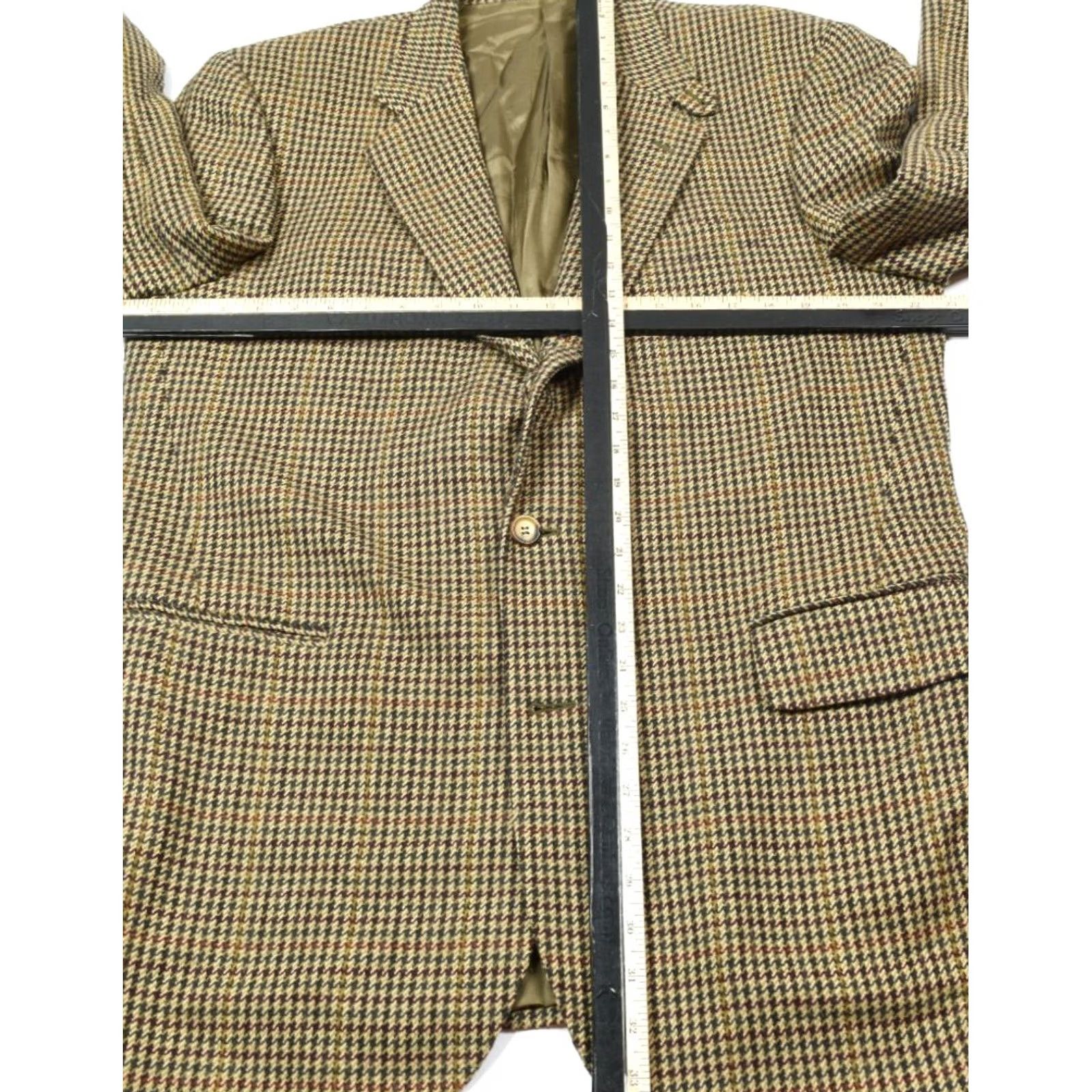 Faconnable Façonnable Blazer Mens L Long Brown Check Wool Cashmere 3-Button Plaid Notch Lapel Double-Vented Single-Breasted Jacket/Coat Size 42R - 6 Thumbnail