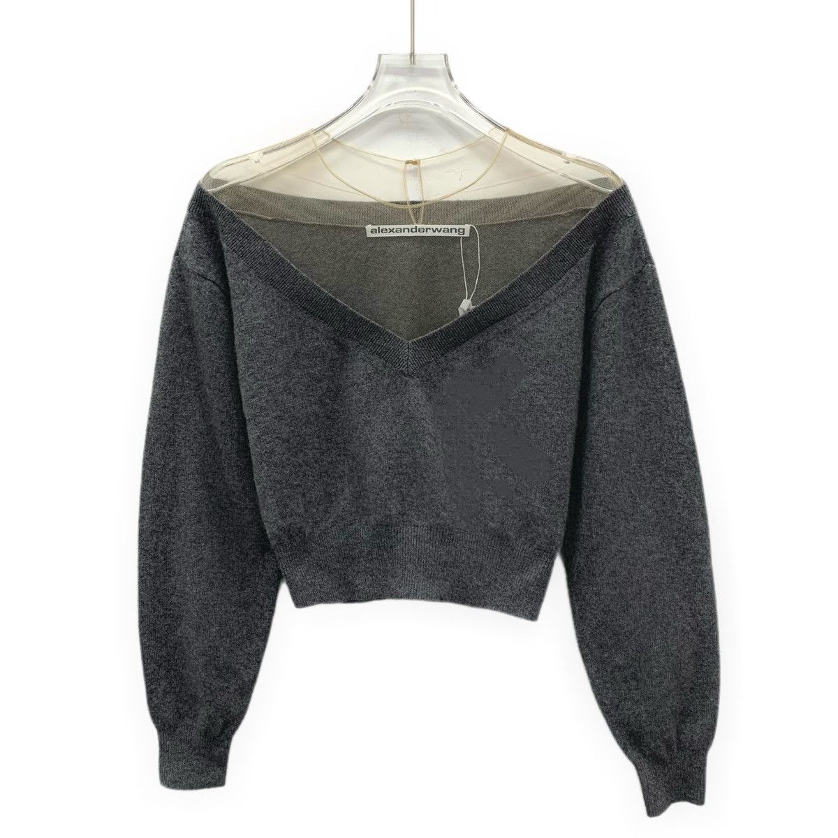 Alexander Wang Alexander Wang Grey Mesh Wool Long Sleeve Knit Sweater K26WX Size XS / US 0-2 / IT 36-38 - 1 Thumbnail