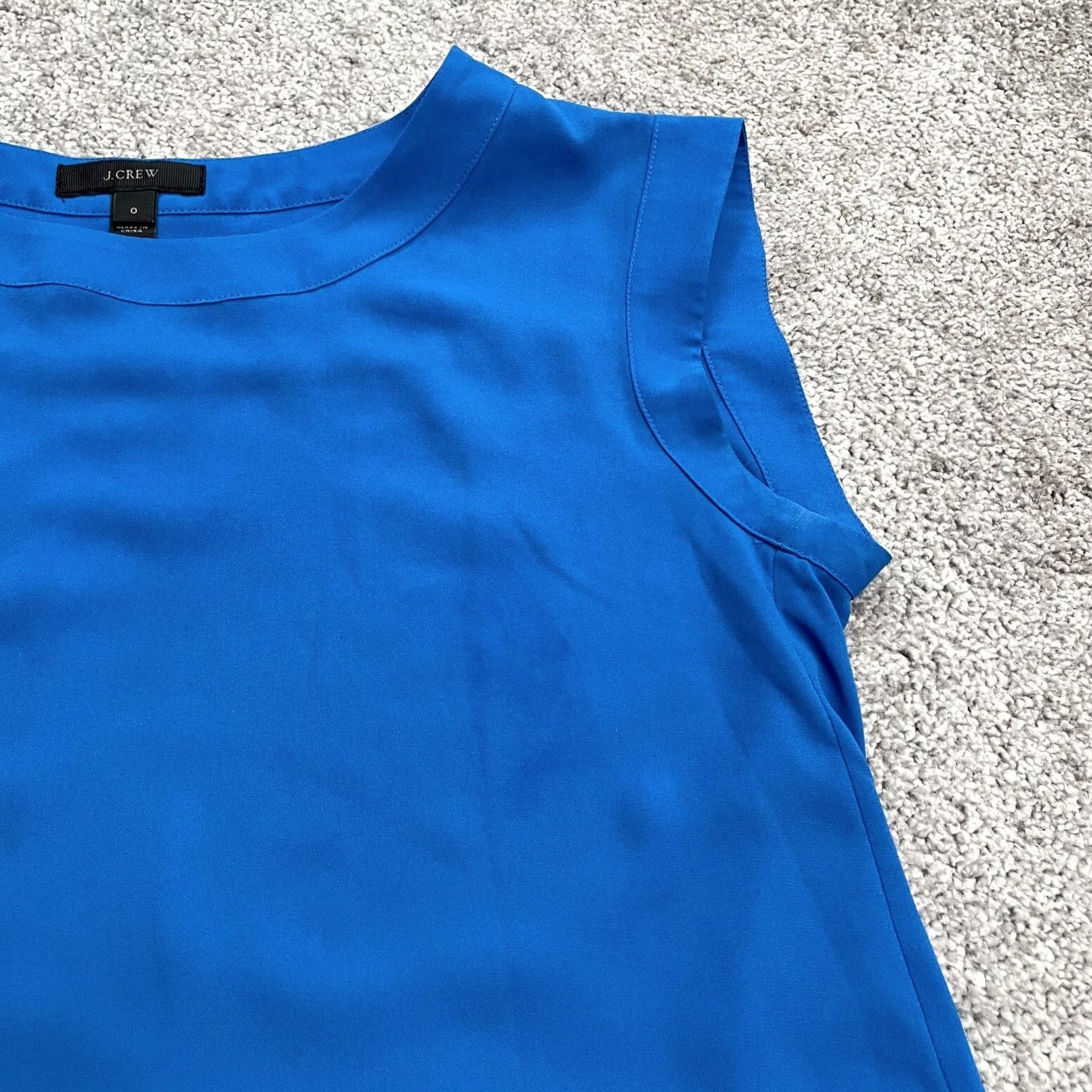 J.Crew J.Crew Blouse Shirt Drapey Tank Top Sleeveless Blue Chiffon 0 Womens N/A Size XS / US 0-2 / IT 36-38 - 3 Thumbnail