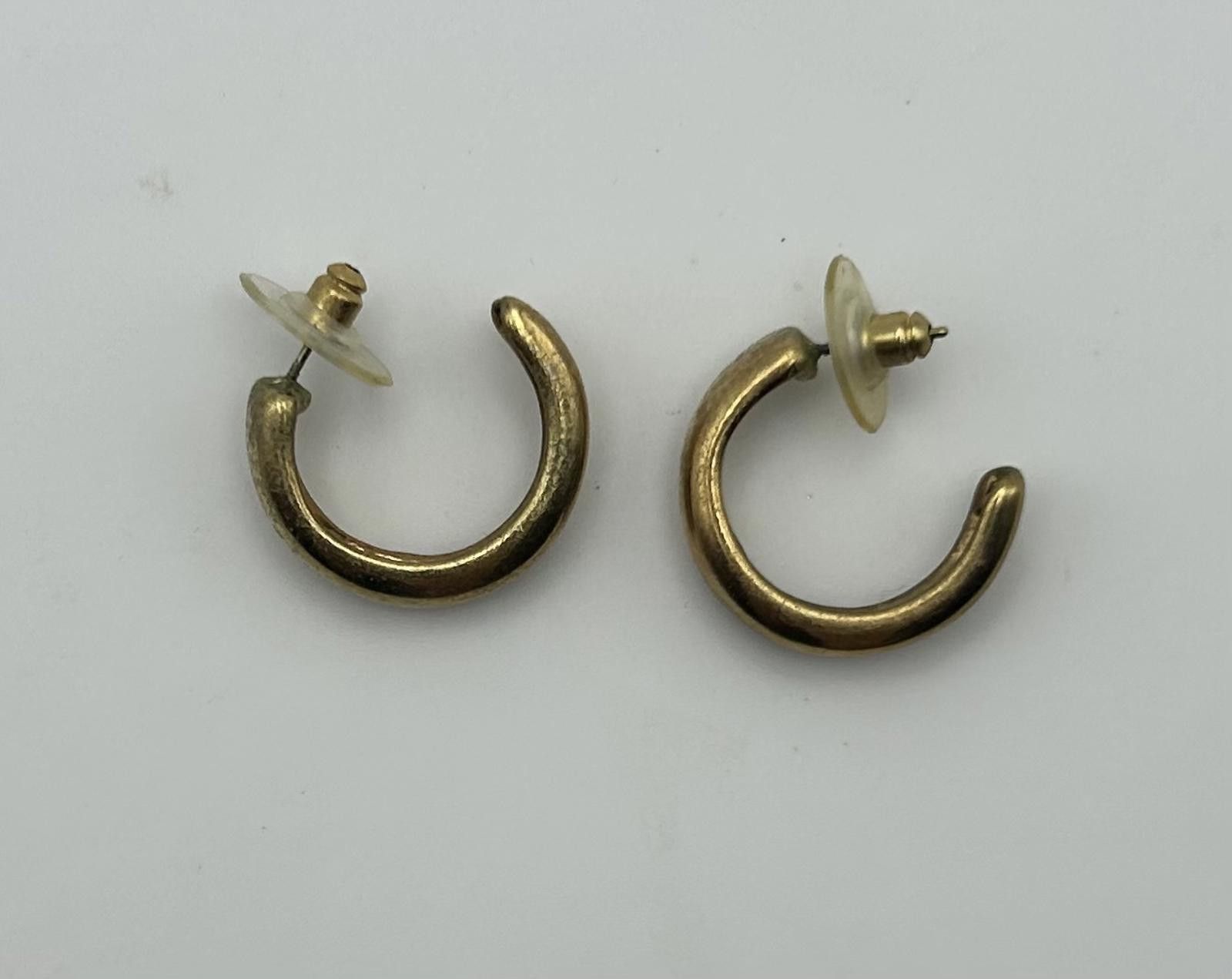 Designer Brushed Gold Vintage Hoops – Unisex Clean Modern Minimal Size ONE SIZE - 4 Thumbnail