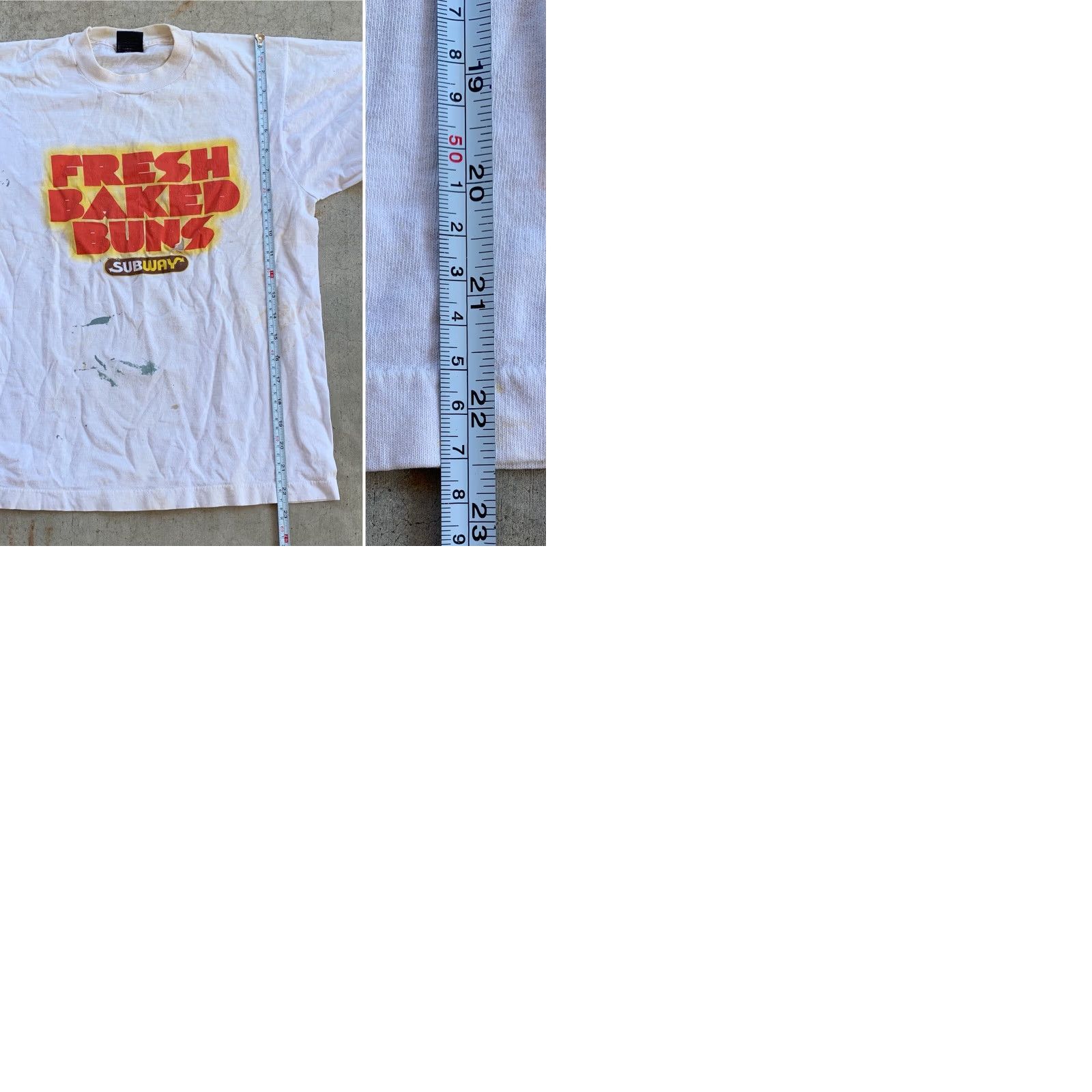 Vintage VINTAGE FRESH BAKED BUNS Subway 93.1 FM KSND Eugene’s Choice T Shirt M White Mens Graphic Tee 1990s Screen Stars Best Shirt Size US M / EU 48-50 / 2 - 9 Thumbnail
